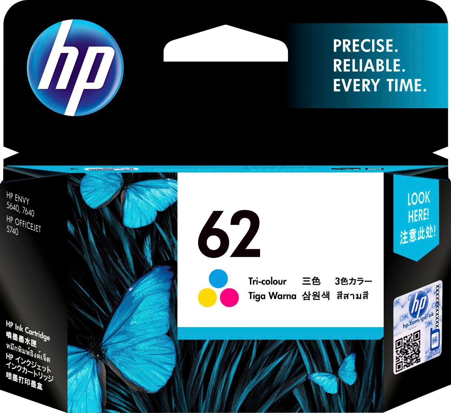 HP Tintenpatrone »62«, original Druckerpatrone 62 cyan/magenta/gelb