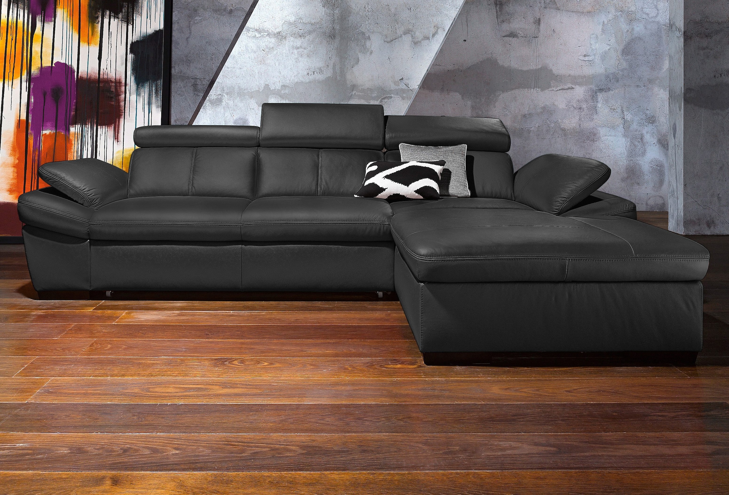 exxpo - sofa fashion Ecksofa »Salerno, klassisch modernes Funktionssofa, hoher Sitzkomfort, L-Form«, inkl. Kopf- und Armteilverstellung, wahlweise mit Bettfunktion