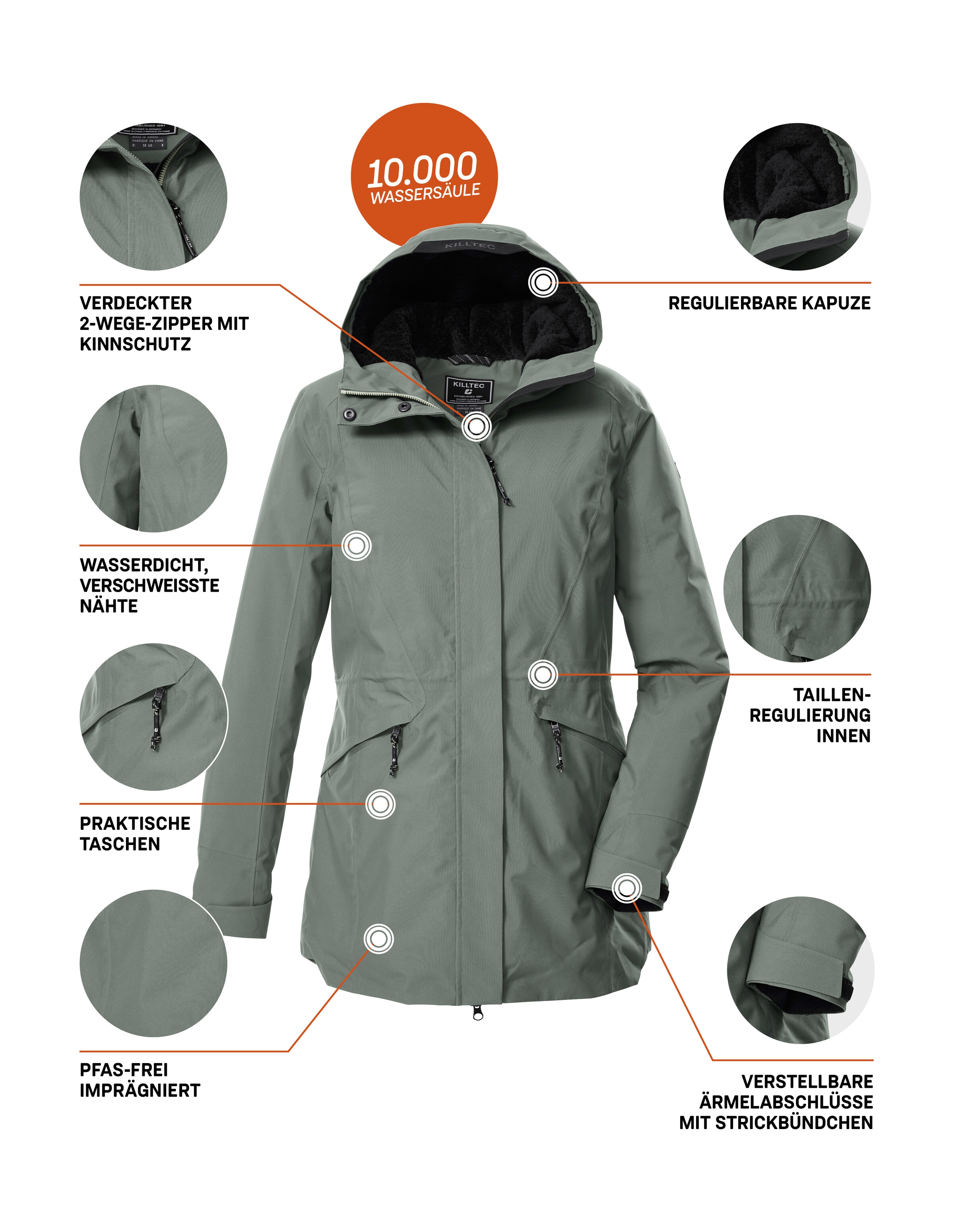 Killtec Parka »KOW 19 WMN PRK« Wasserdichter, atmungsaktiver Damenparka mit verstellbarer Kapuze