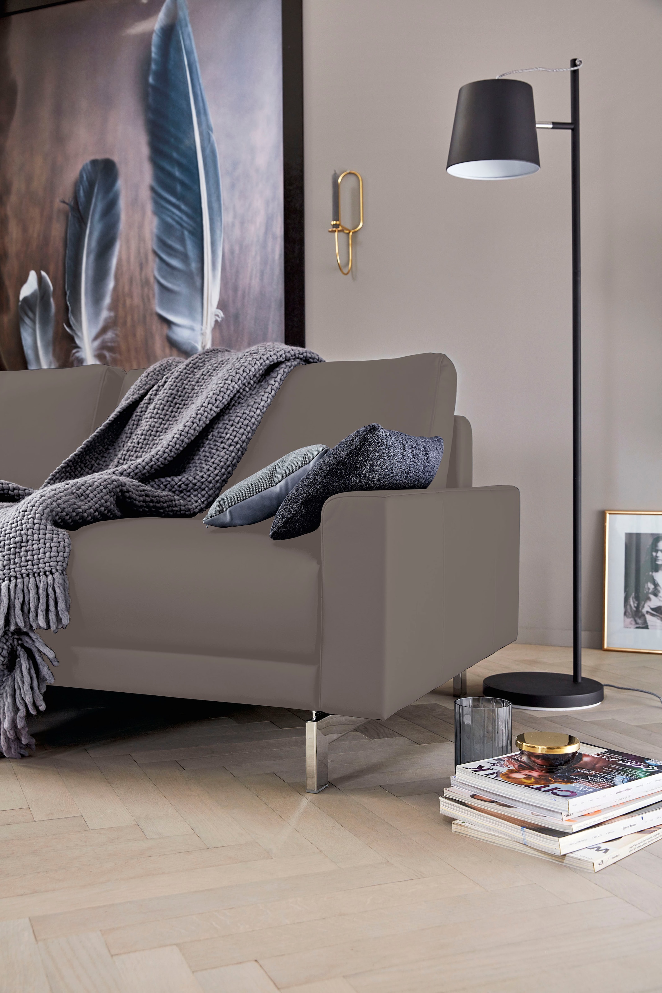hülsta sofa 2-Sitzer »hs.450«, Armlehne niedrig, Fuß chromfarben glänzend, Breite  164 cm kaufen bei OTTO