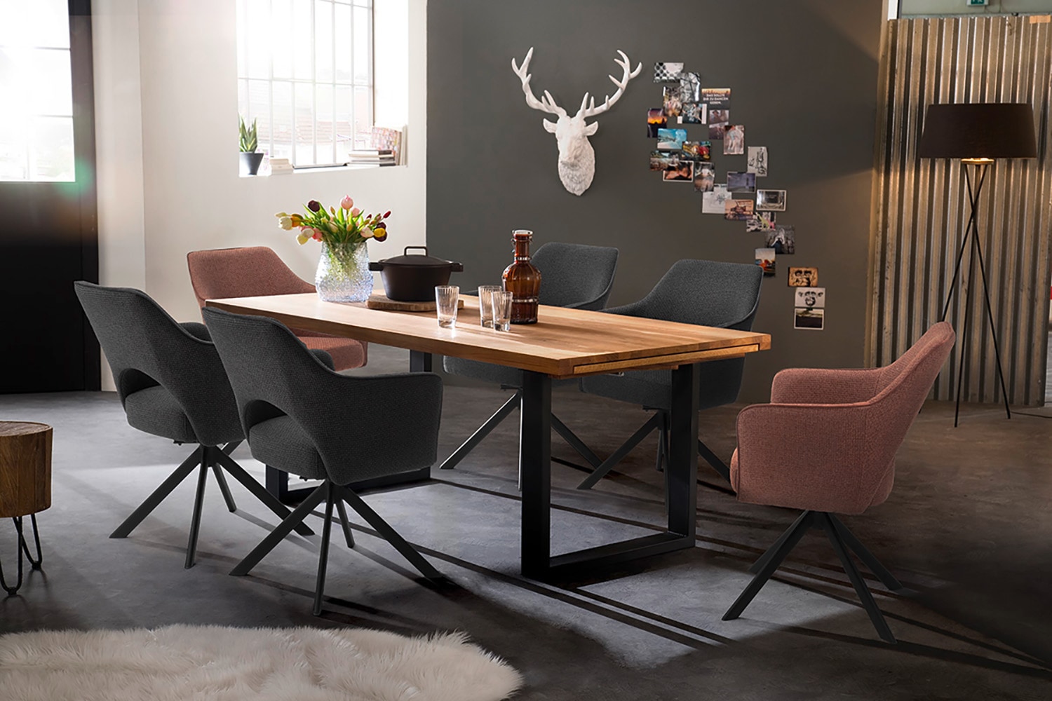 MCA furniture Kulissen-Esstisch »Dayton Esstisch Kufentisch«, Synchronauszug,ausziehbar,eiche,massiv,extra lang,XXL,belastbar 50 kg