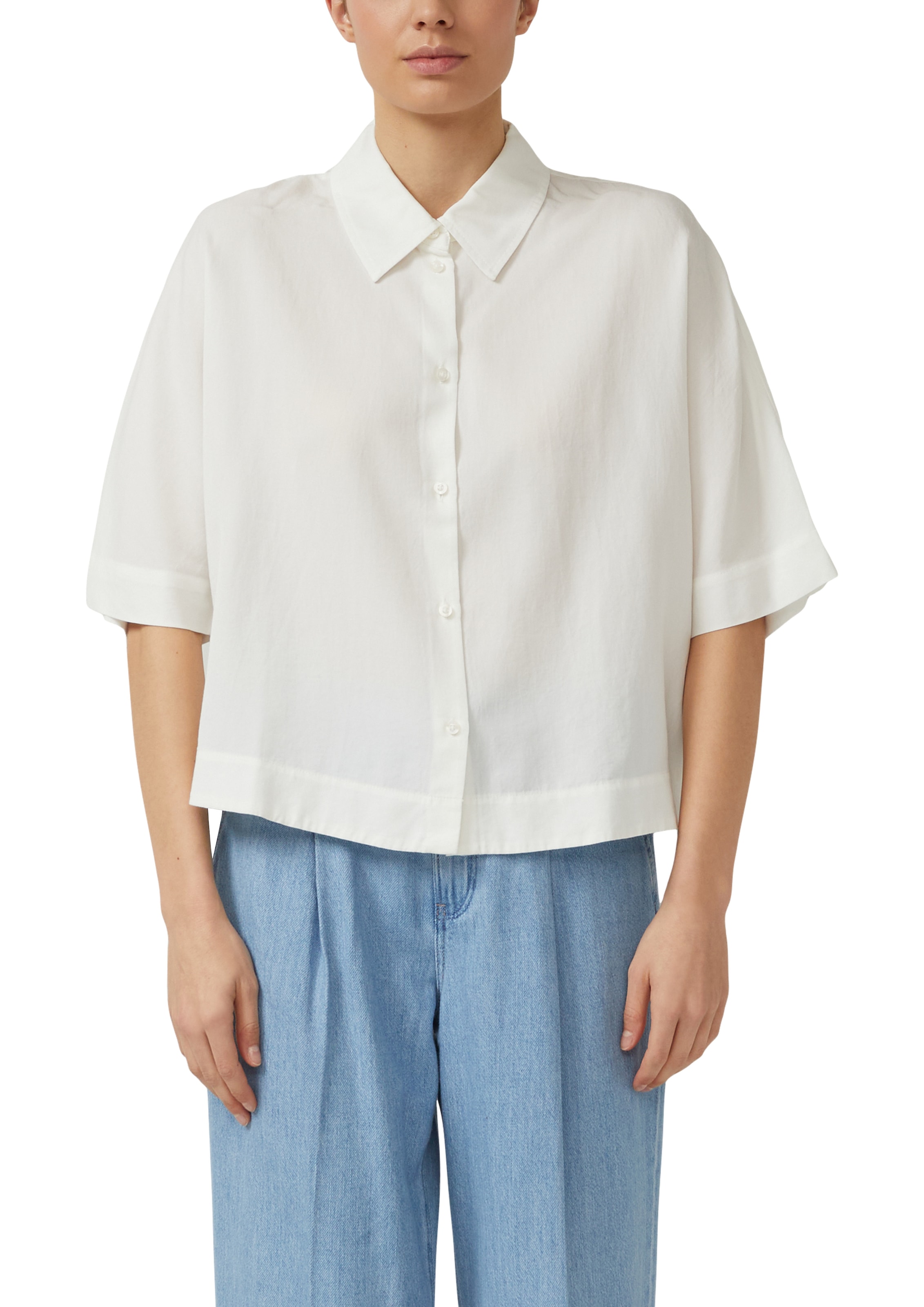 s.Oliver Hemdbluse Sommerbluse mit 3/4-Arm und aus Viskosemix