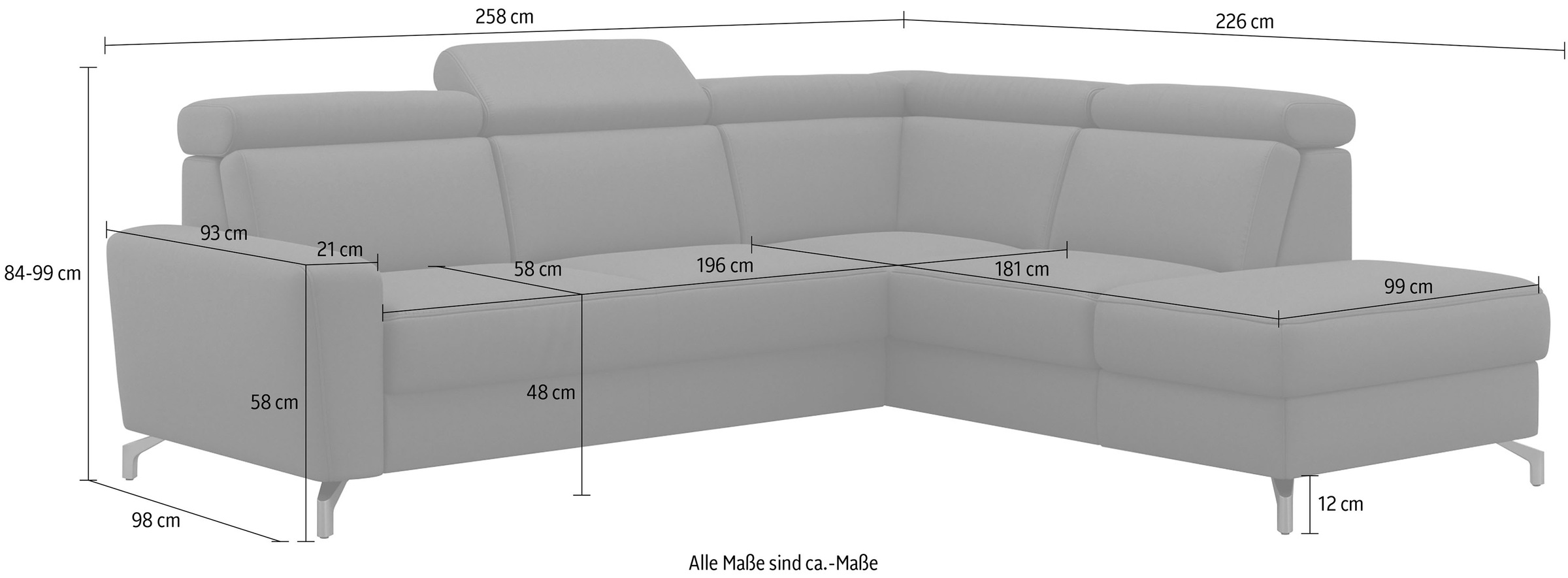 sit&more Ecksofa »Scarlett L-Form« inklusive Kopfteilverstellung, wahlweise mit Bettfunktion, Bettkasten