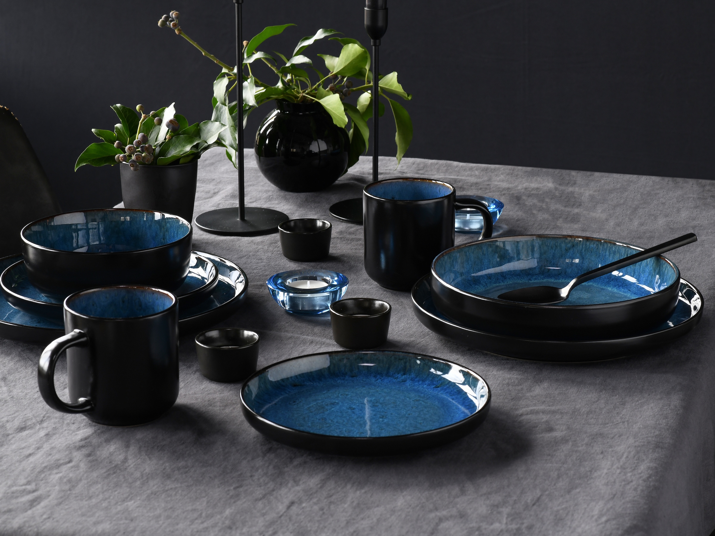 CreaTable Kombiservice »Nordic Fjord, Kombiservice 16-tlg« Reaktivglasur, Scandi-Style