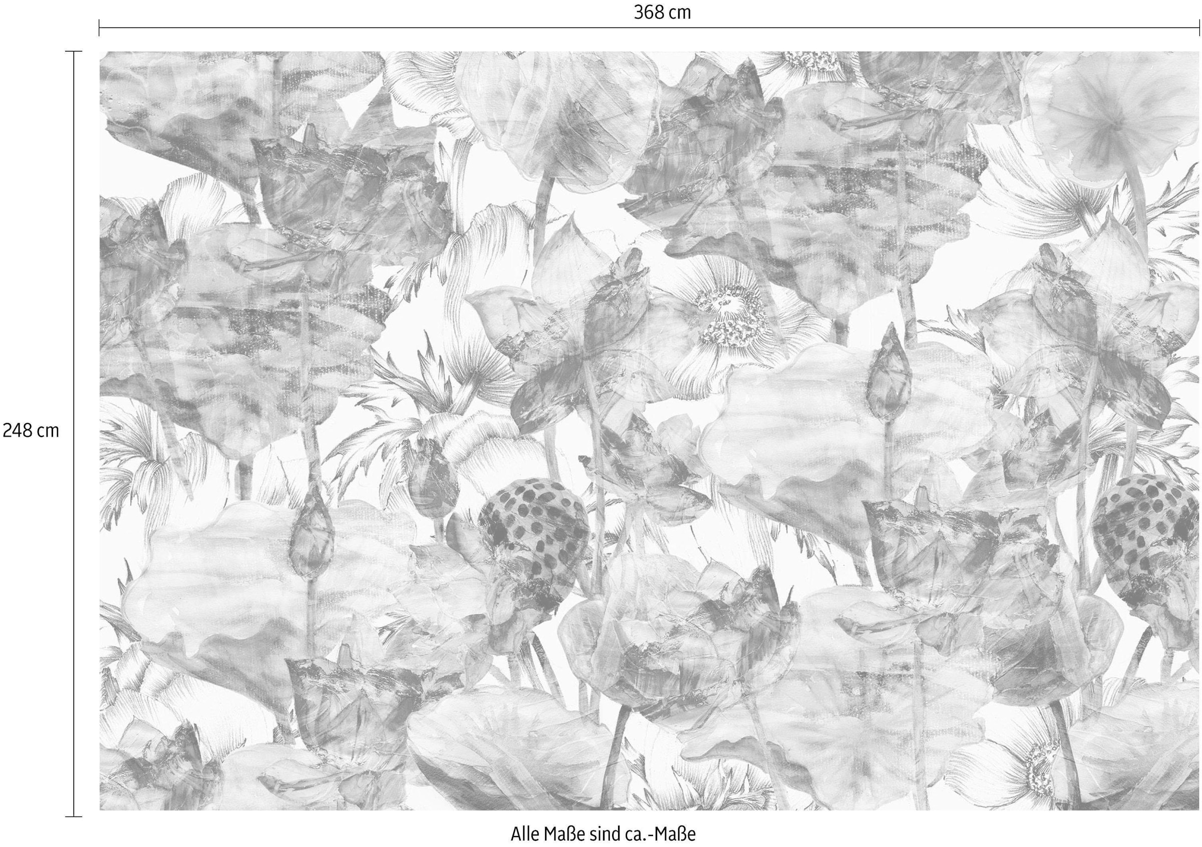 Komar Vliestapete »Vlies - Lotus - Größe 368 x 248 cm«, bedruckt, Wohnzimmer, Schlafzimmer
