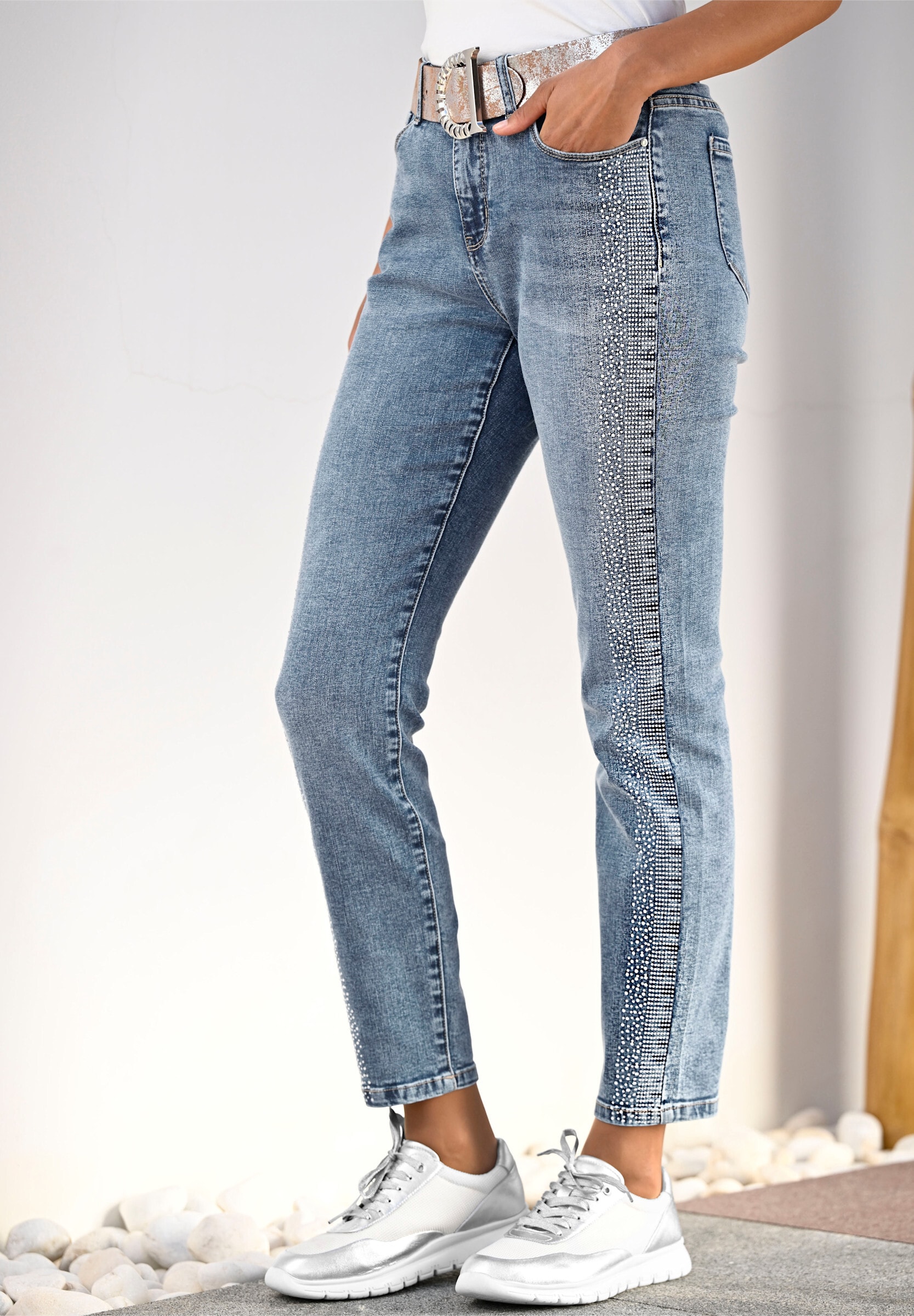 heine 5-Pocket-Jeans »Jeans 5-Pocket-Jeans mit Glitzersteinchen«