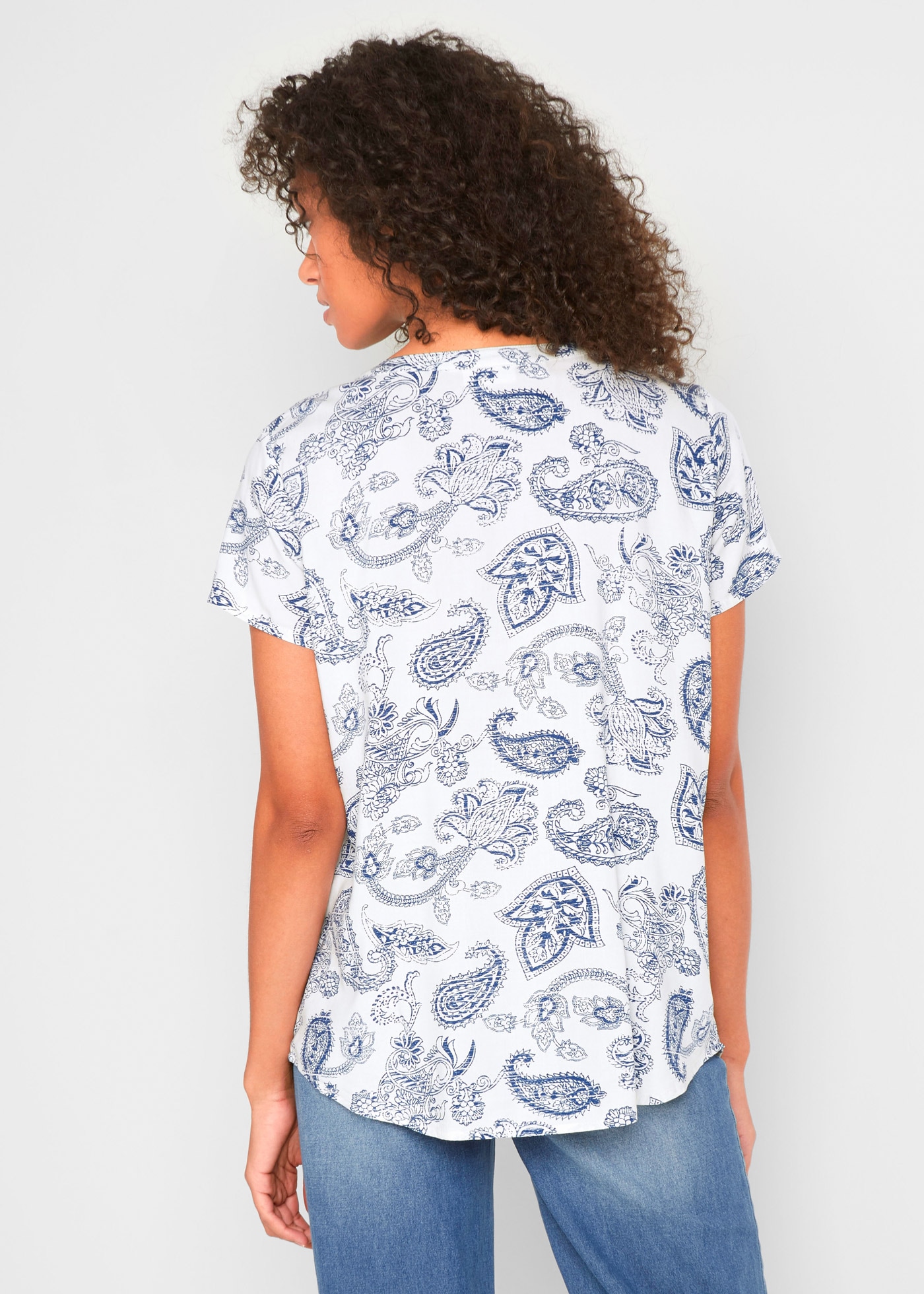 bonprix Kurzarmbluse leicht taillierte Passform, für warme Tage, aus Viskose