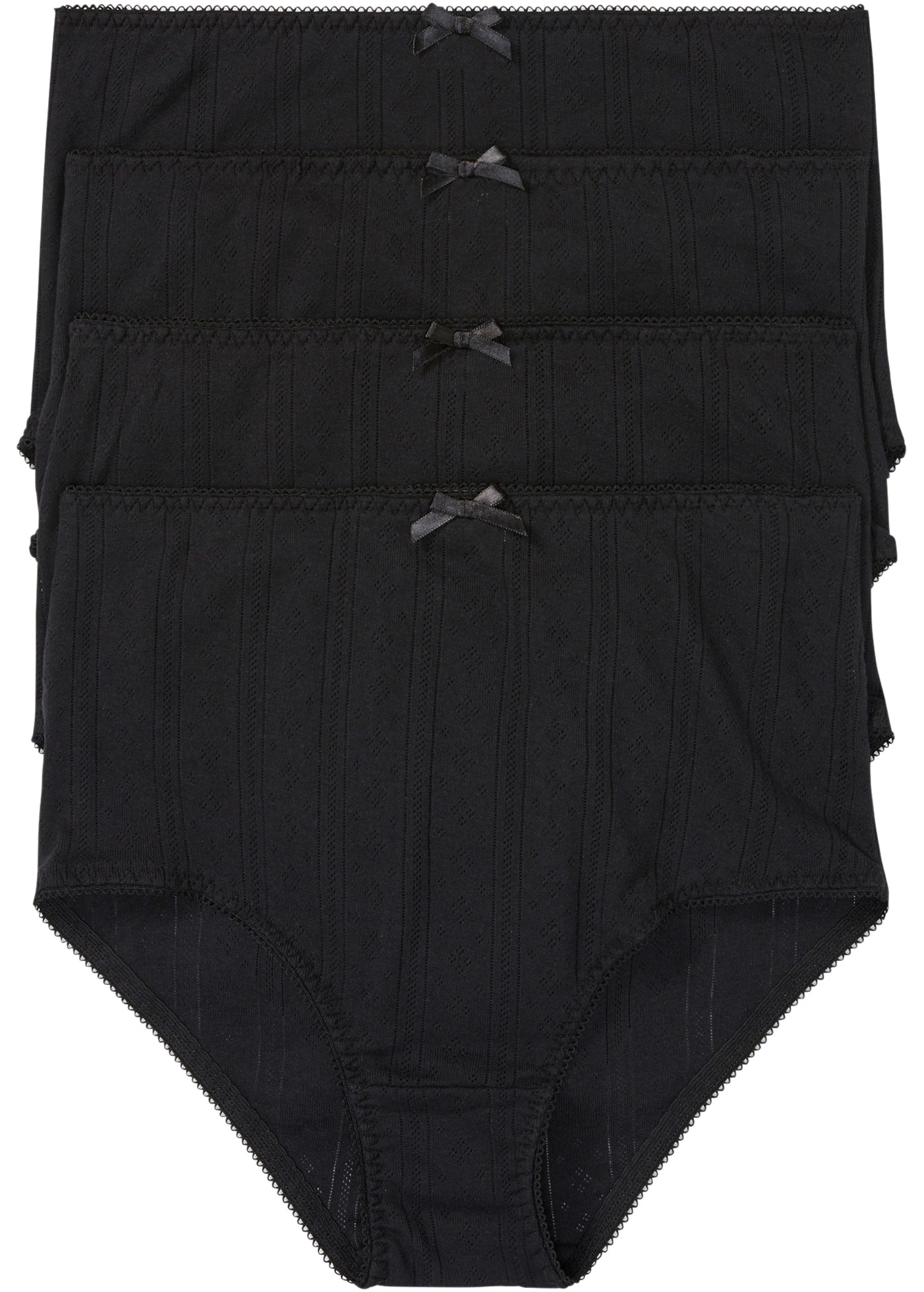 bonprix High-Waist-Slip Packung, 4 Stk. Highwaist Schnitt, aus Ajourmuster aus Baumwolle, mit Elasthan-Anteil
