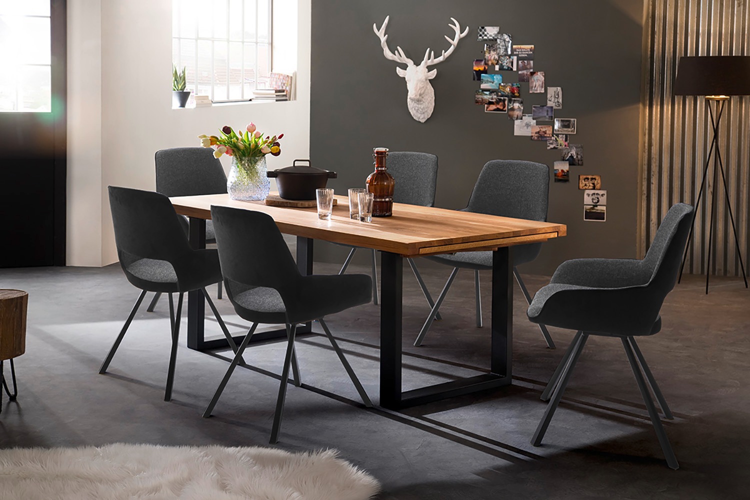 MCA furniture Kulissen-Esstisch »Dayton Esstisch Kufentisch«, Synchronauszug,ausziehbar,eiche,massiv,extra lang,XXL,belastbar 50 kg