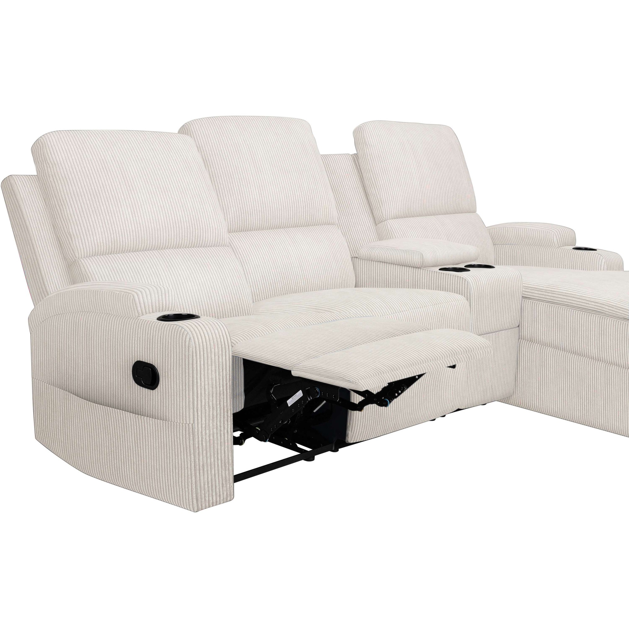 Home affaire Ecksofa »NAPORI Multimediasofa, 3er Kinosessel XXL, L-Form, Cord«, Kinosofa mit Relaxfunktion, Getränkehalter, Staufach und Staukasten