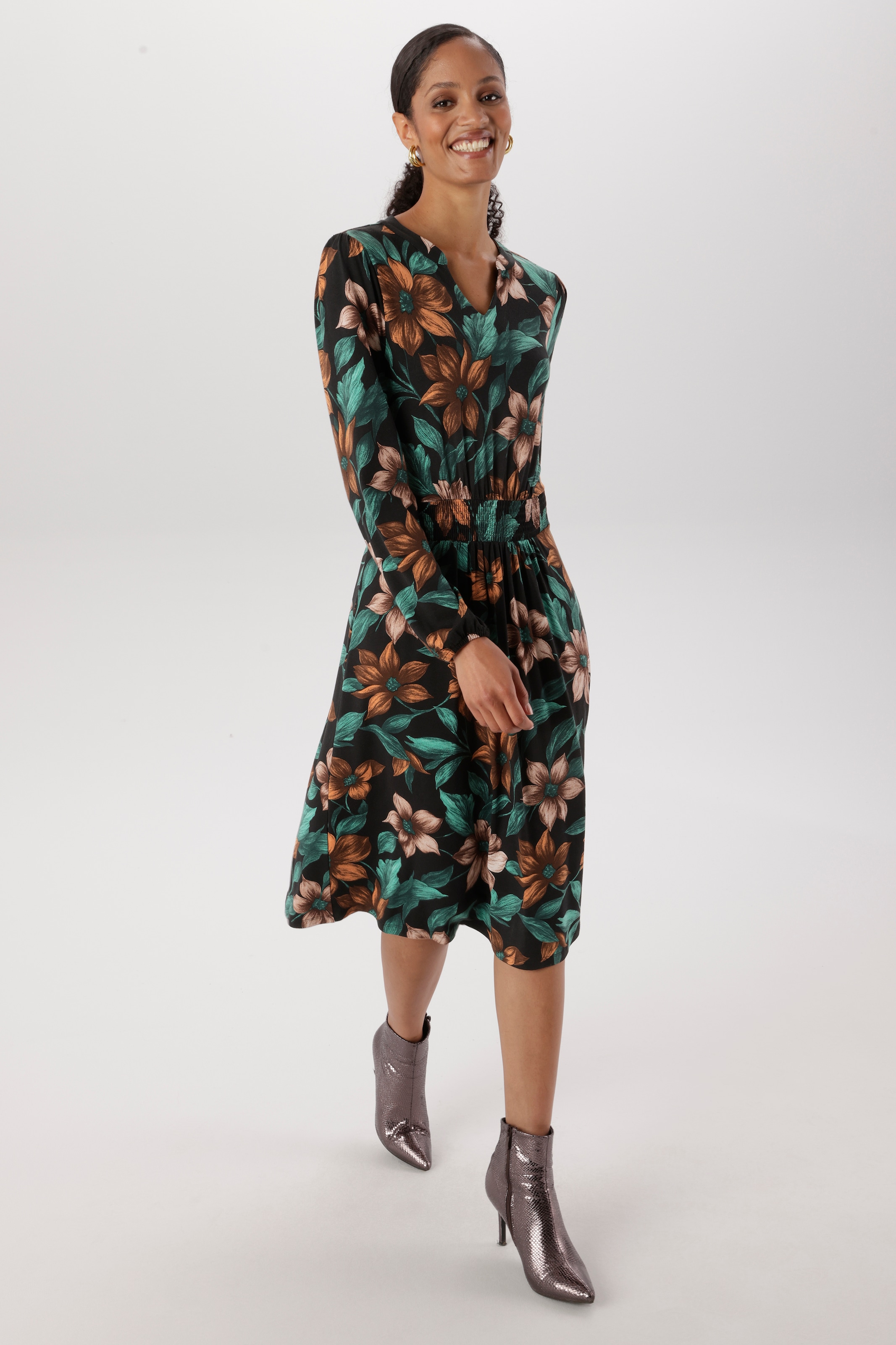 Aniston SELECTED Jerseykleid mit dekorativen V-Ausschnitt - NEUE KOLLEKTION