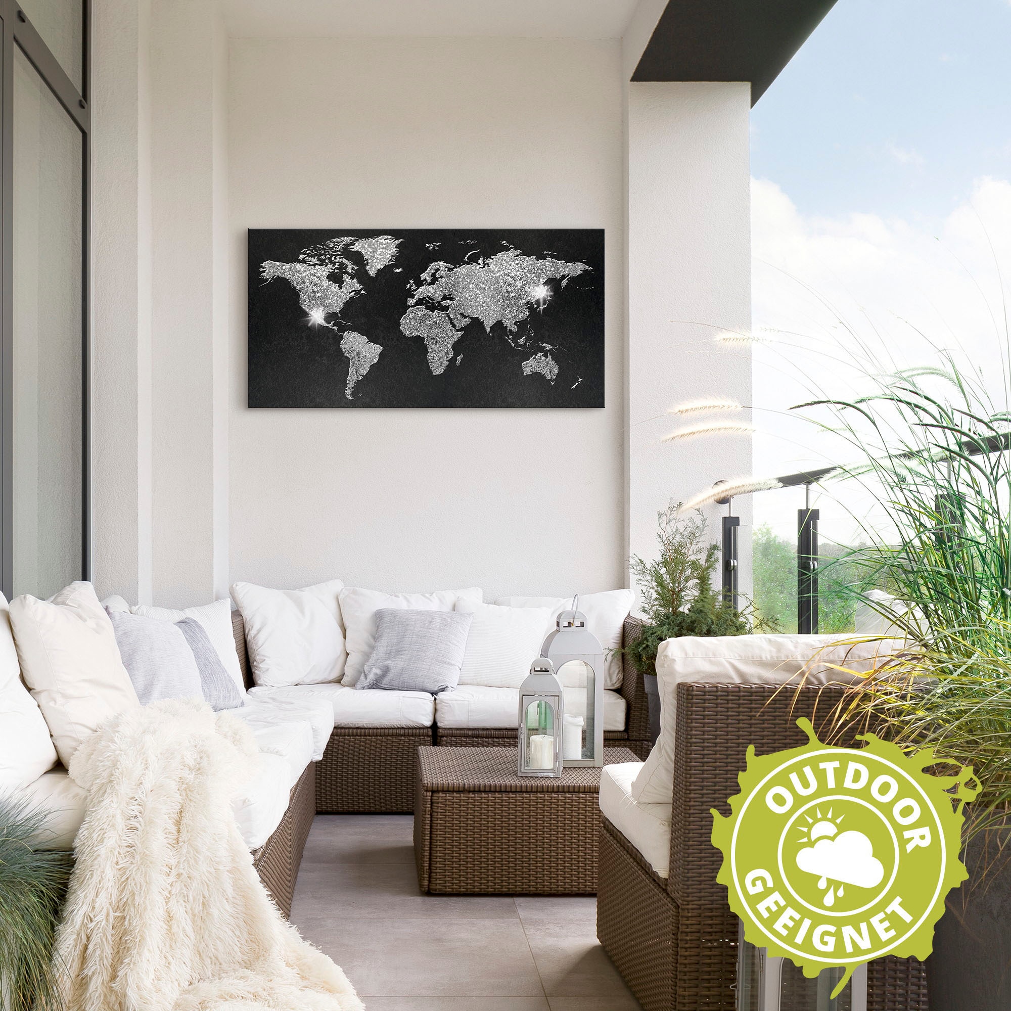 Artland Wandbild »Weltkarte Glitzer«, Land- & Weltkarten, (1 St.), als Alubild, Outdoorbild, Leinwandbild, Poster, Wandaufkleber