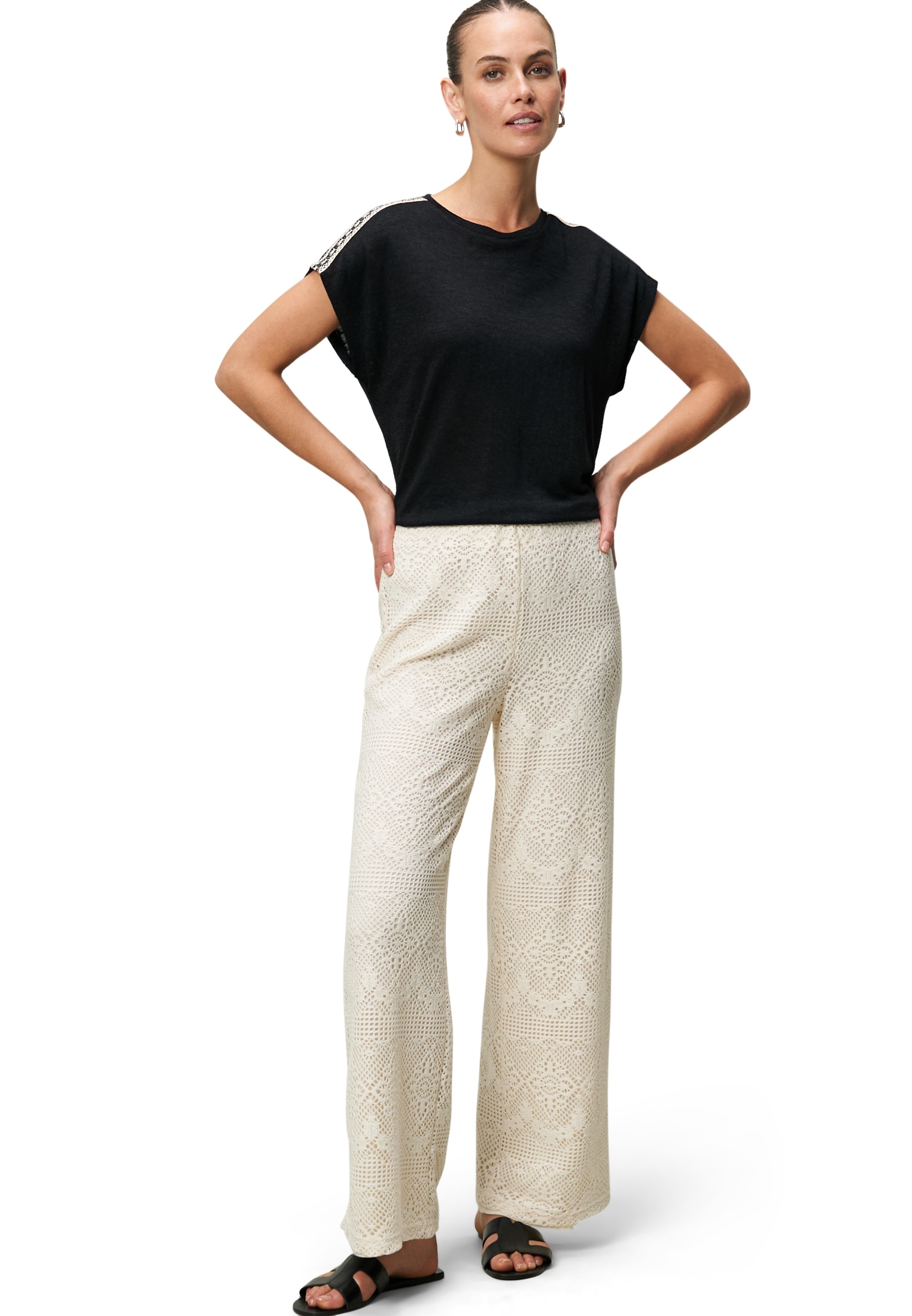 Zero Shirttop »Shirt mit Kontraststickerei«