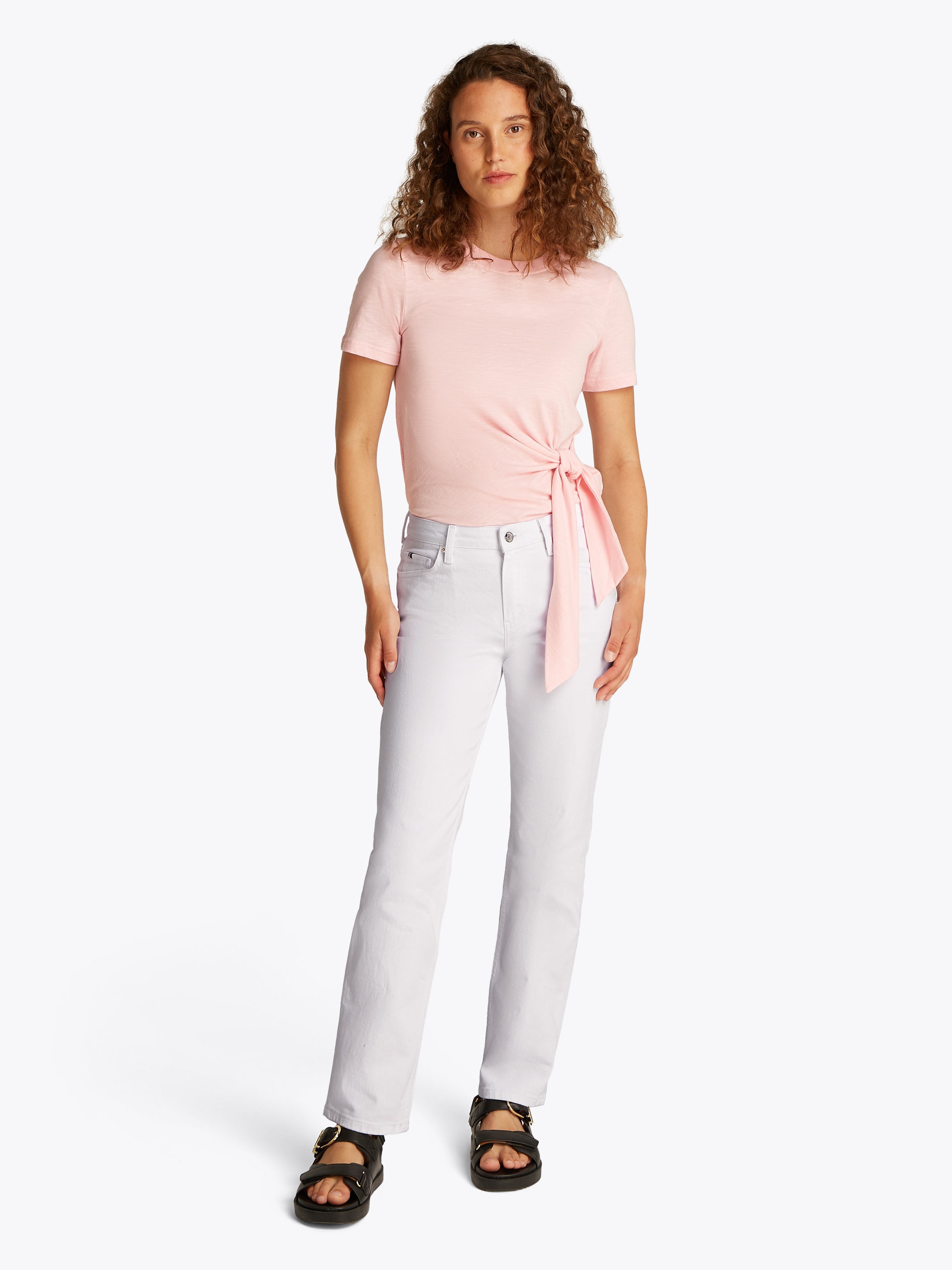Tommy Hilfiger Straight-Jeans »CLASSIC STRAIGHT RW ECRU«, mit Logo-Badge, in Knöchellänge