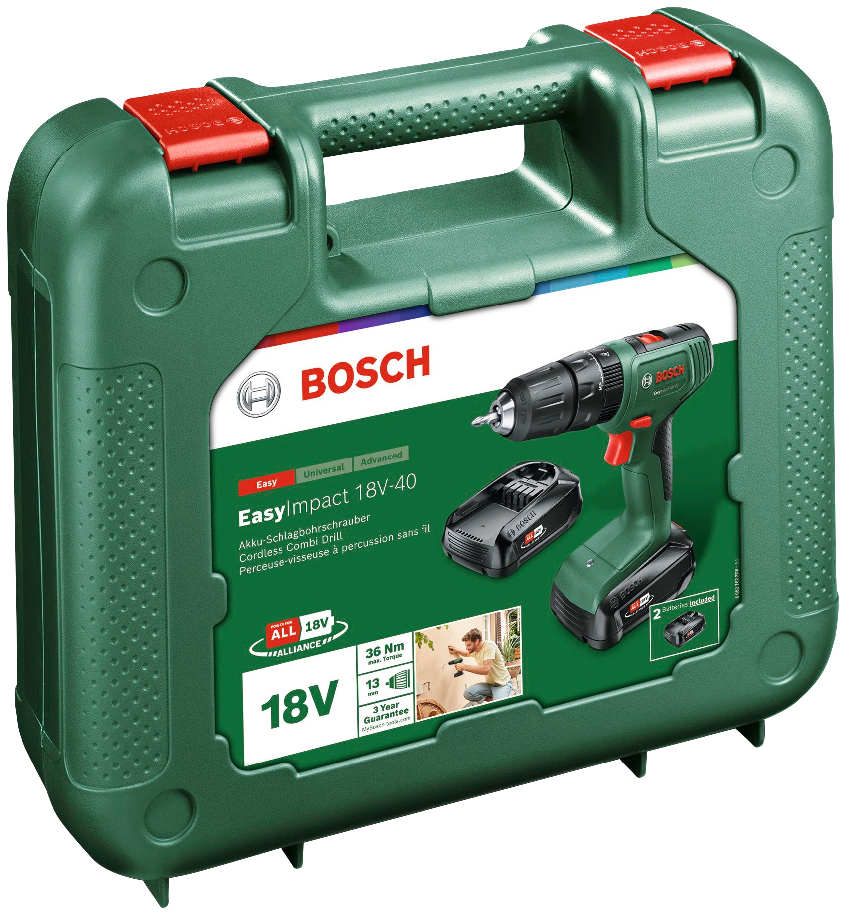 Bosch Home & Garden Akku-Schlagbohrschrauber »EasyImpact 18V-40« Inkl. Koffer, mit 2 Akkus 18V/2Ah und Ladegerät