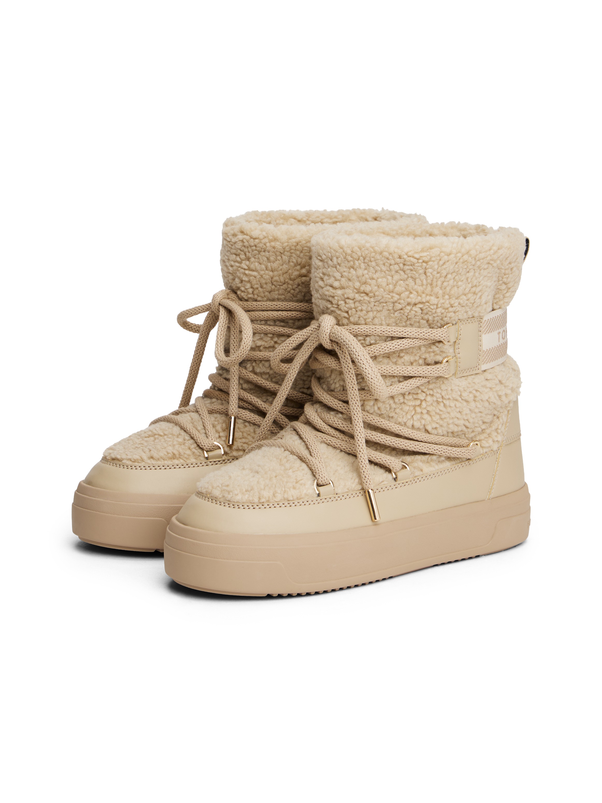 Tommy Hilfiger Winterboots »FAUX SHEARLING SNOWBOOT«  , Winterstiefelette, Outdoorschuh mit aufgesetzter Schnürung