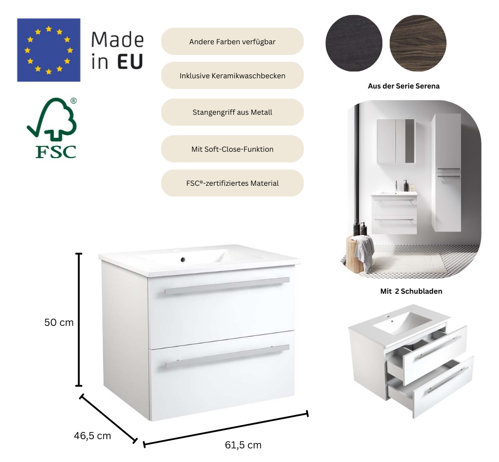 welltime Waschtisch »Serena, Waschbeckenunterschrank inkl. Waschbecken, Badmöbel«