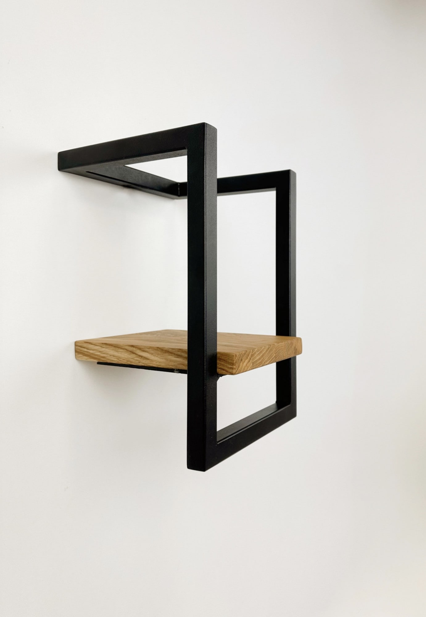 andas Wandregal »Borken, Regal, Ablage, Wandboard« aus Metall, Ablagefläche aus massiver Eiche