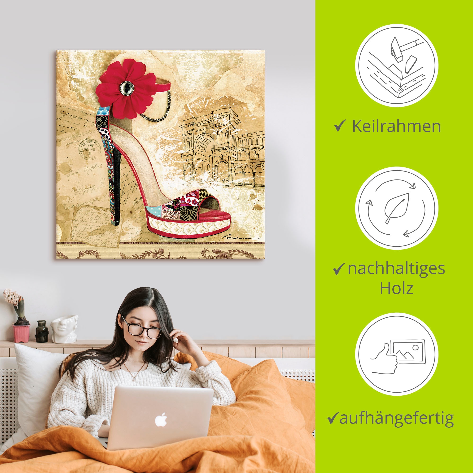 Artland Wandbild »Veränderliche Zeiten II - Stiletto«, Modebilder, (1 St.), als Alubild, Leinwandbild, Wandaufkleber oder Poster in versch. Größen