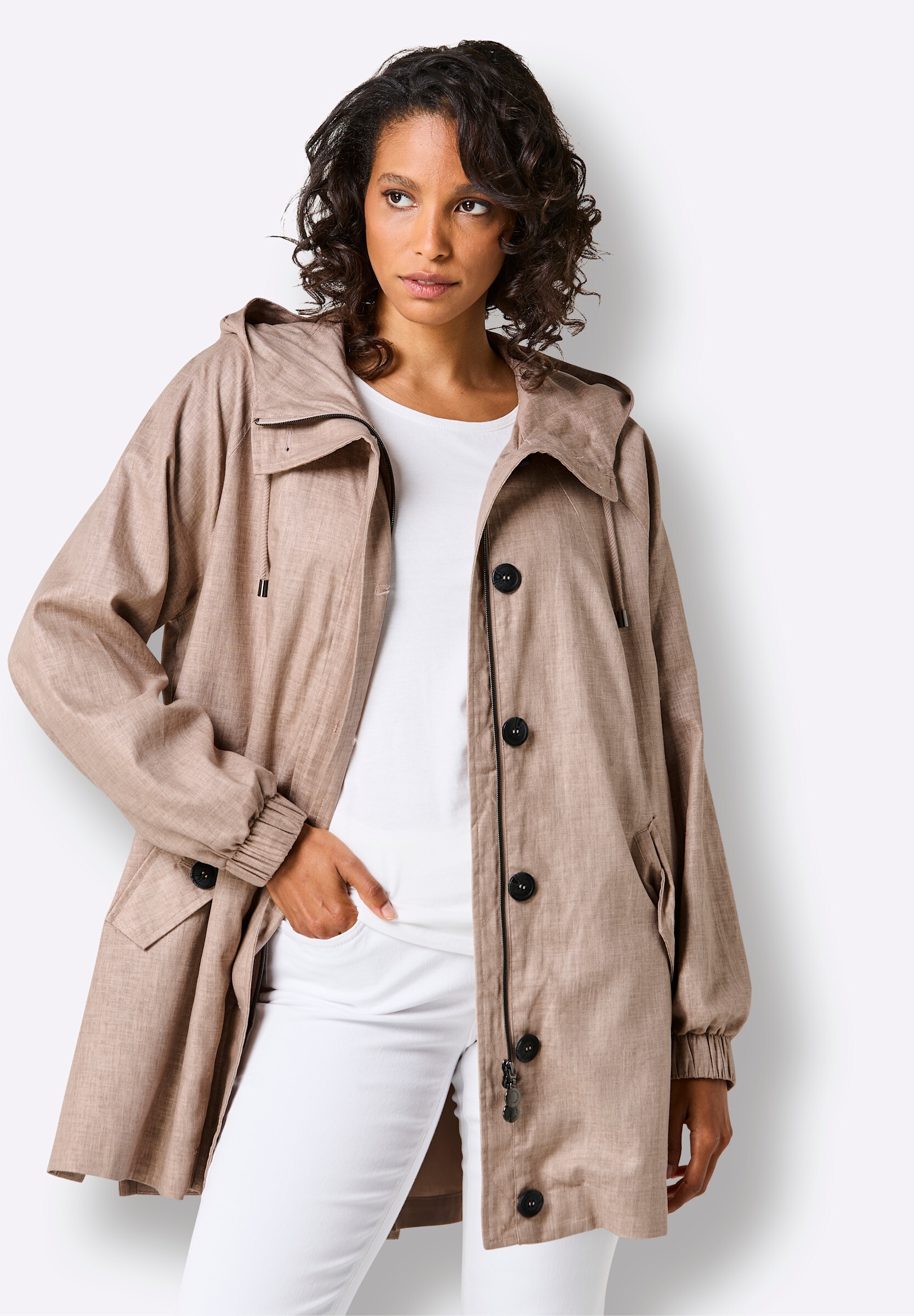 creation L Langjacke »Leinen-Viskose-Parka Parka mit 30% Leinen« mit Kapuze