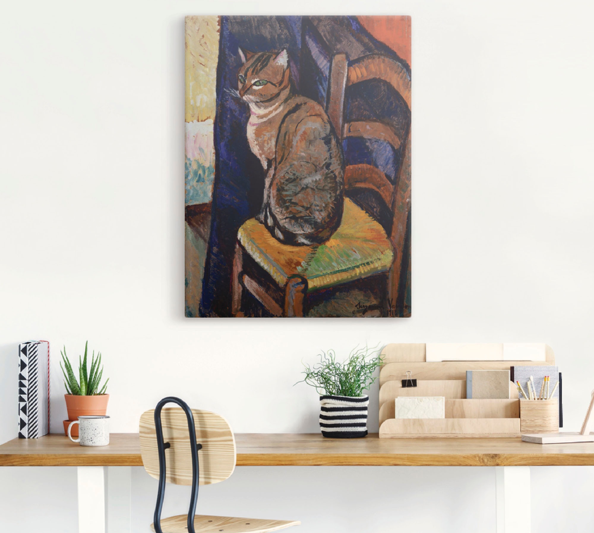 Artland Wandbild »Skizze Stuhl sitzende Katze.«, Haustiere, (1 St.), als Leinwandbild, Poster, Wandaufkleber in verschied. Größen