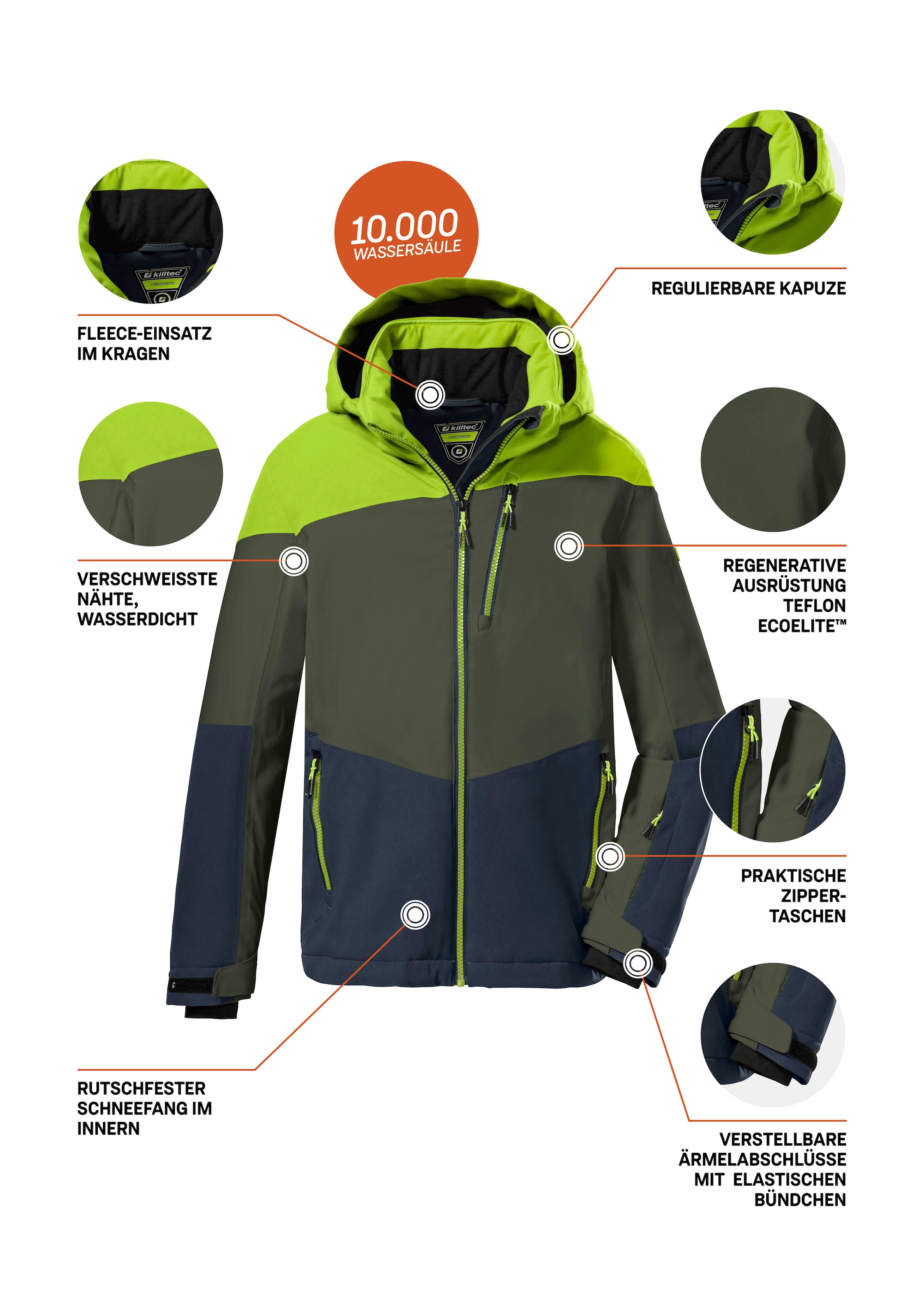 Killtec Skijacke »KSW 161 BYS SKI JCKT« Wasserdichte, atmungsaktive Skijacke mit abnehmbarer Kapuze