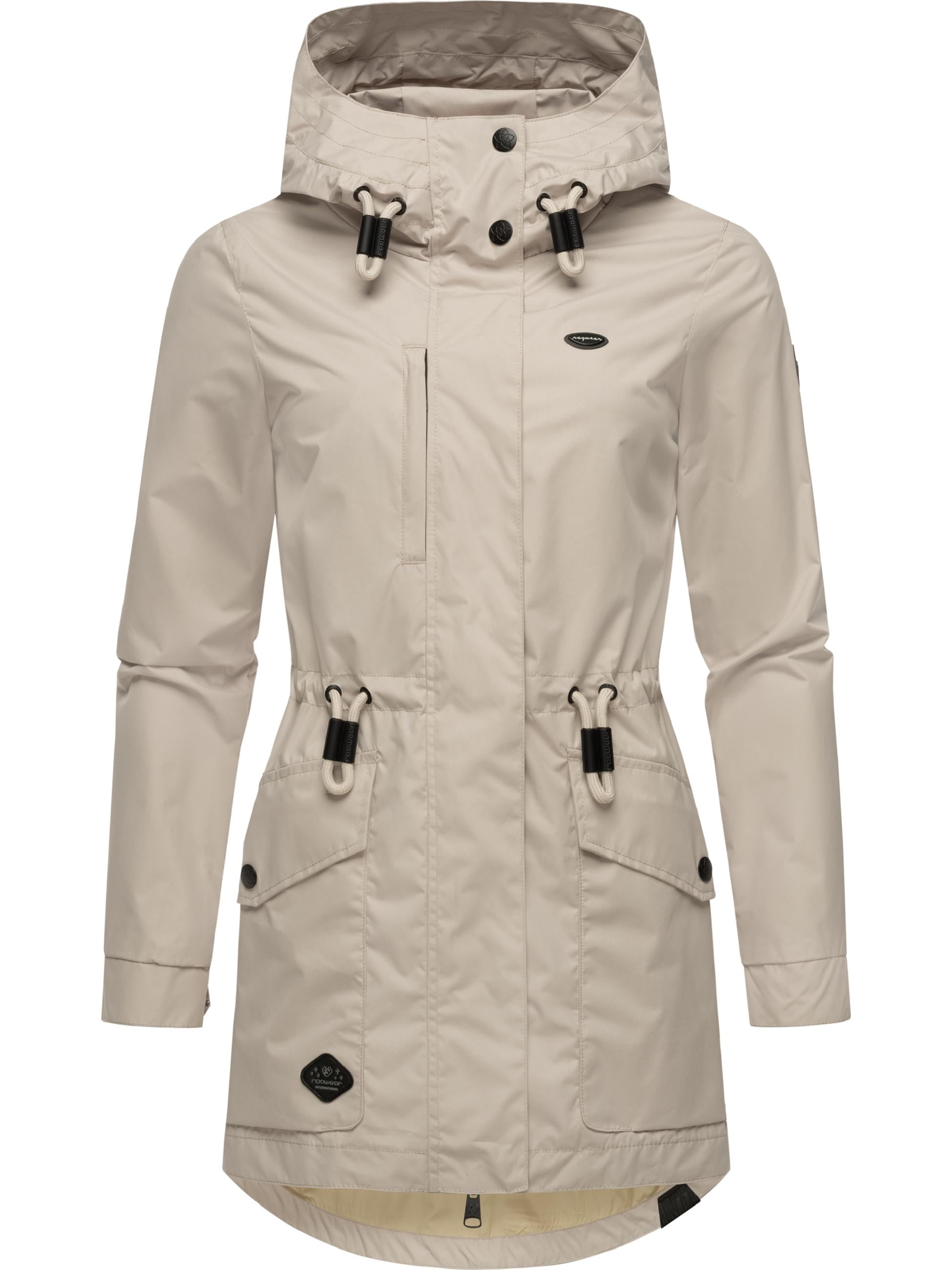 Ragwear Parka »Outdoorjacke Alysa«, mit Kapuze, stylische Damen Übergangsjacke mit Taillenzugband