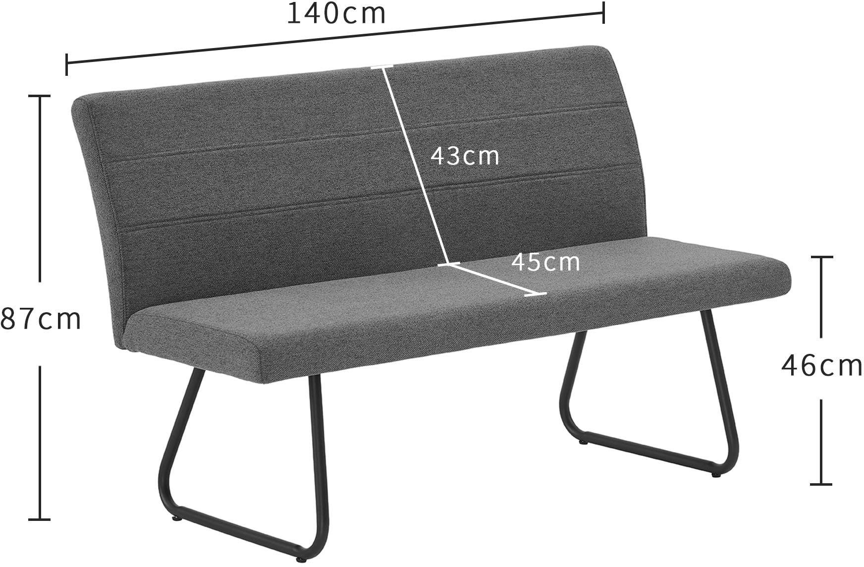 OTTO home Bank »Blee« pflegeleichter Strukturstoff, Metallgestell, verstellbaren Justierfüße