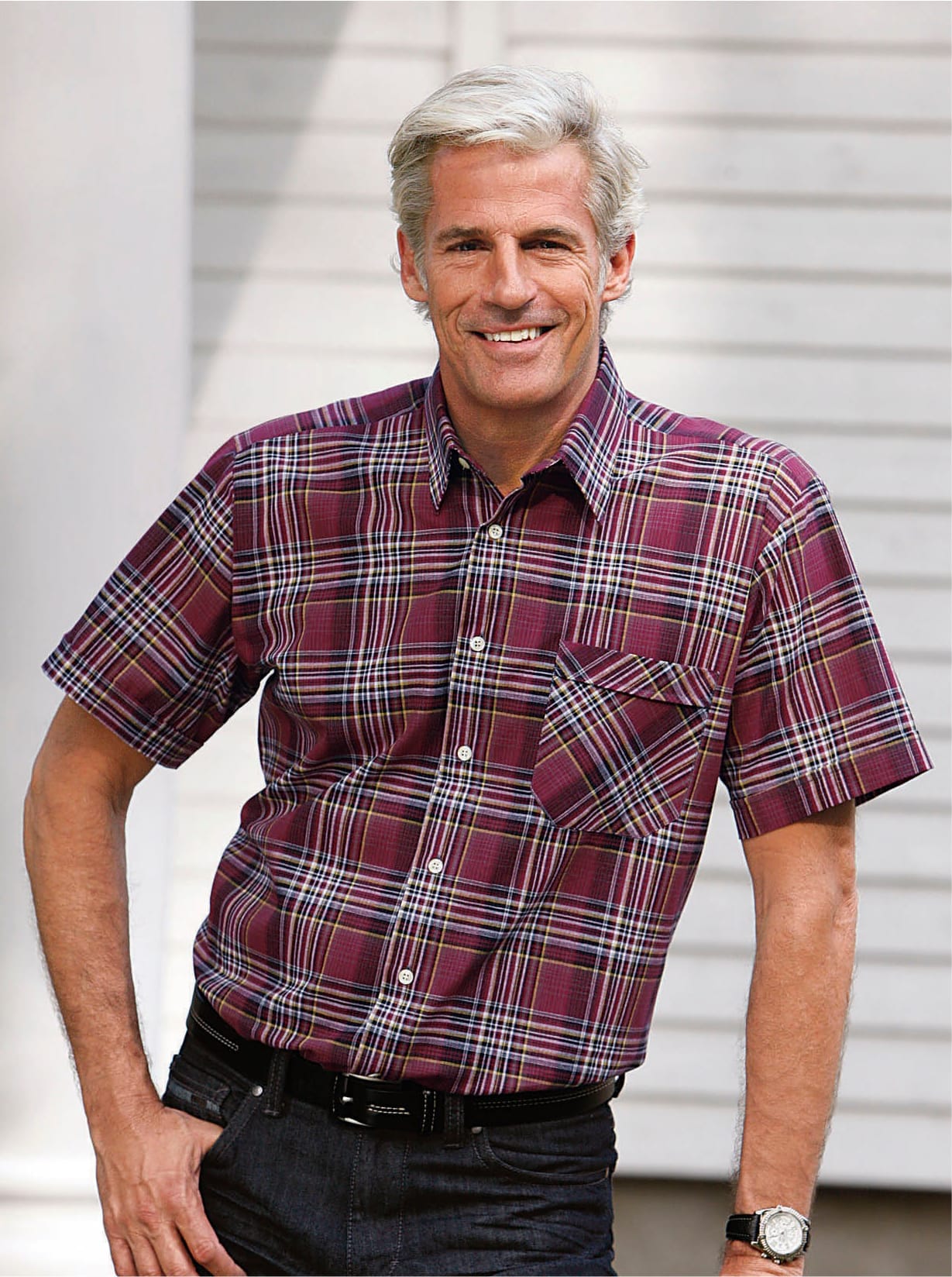 Catamaran Herren Kurzarmhemd in rot, Größe 39/40