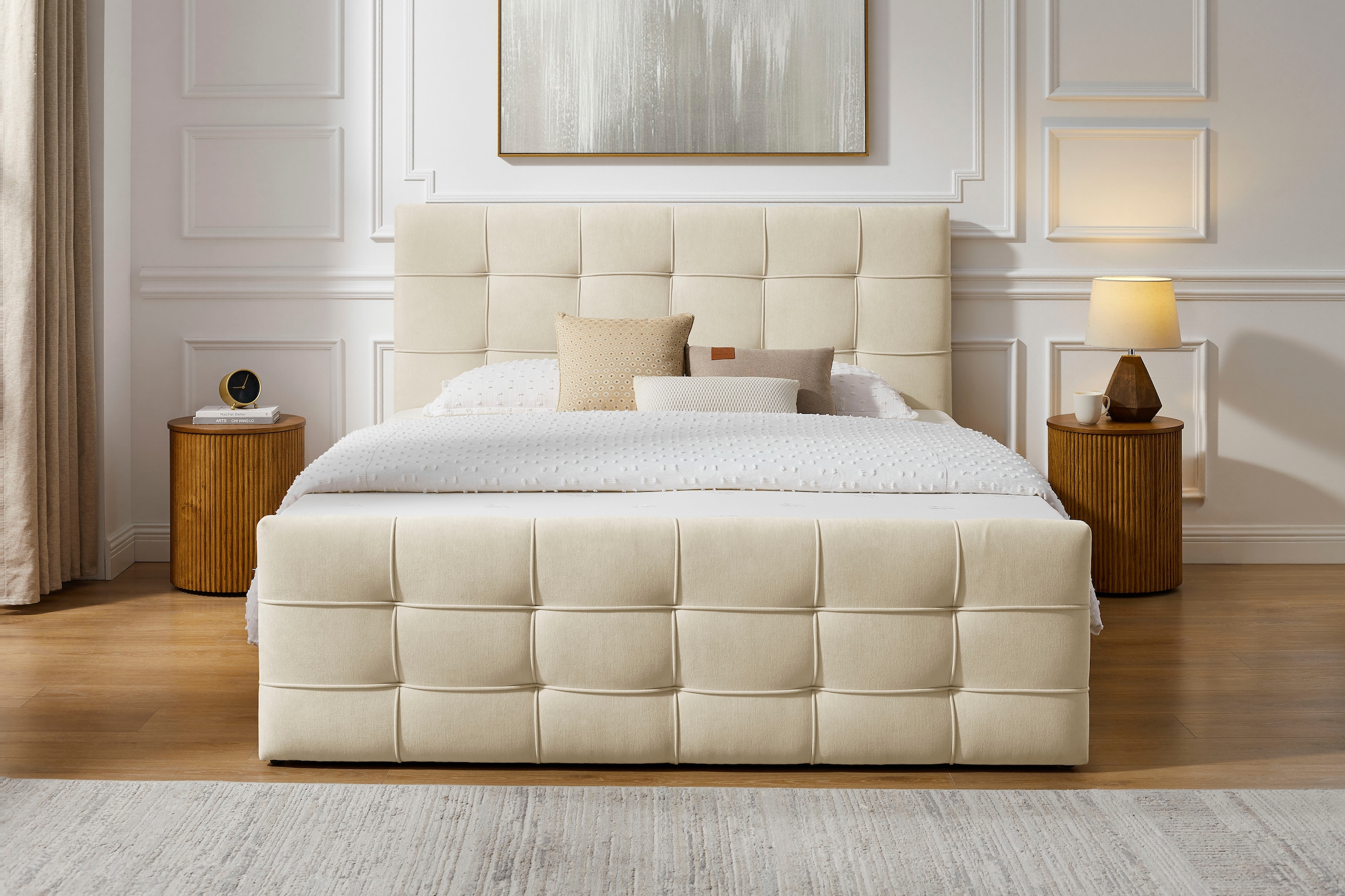 OTTO home Boxbett »LILIENNE, Polsterbett mit Bettkasten und Taschenfederkernmatratze H3« mit Kaltschaumtopper, Chenille-Bezug, 160x200 & 180x200 cm