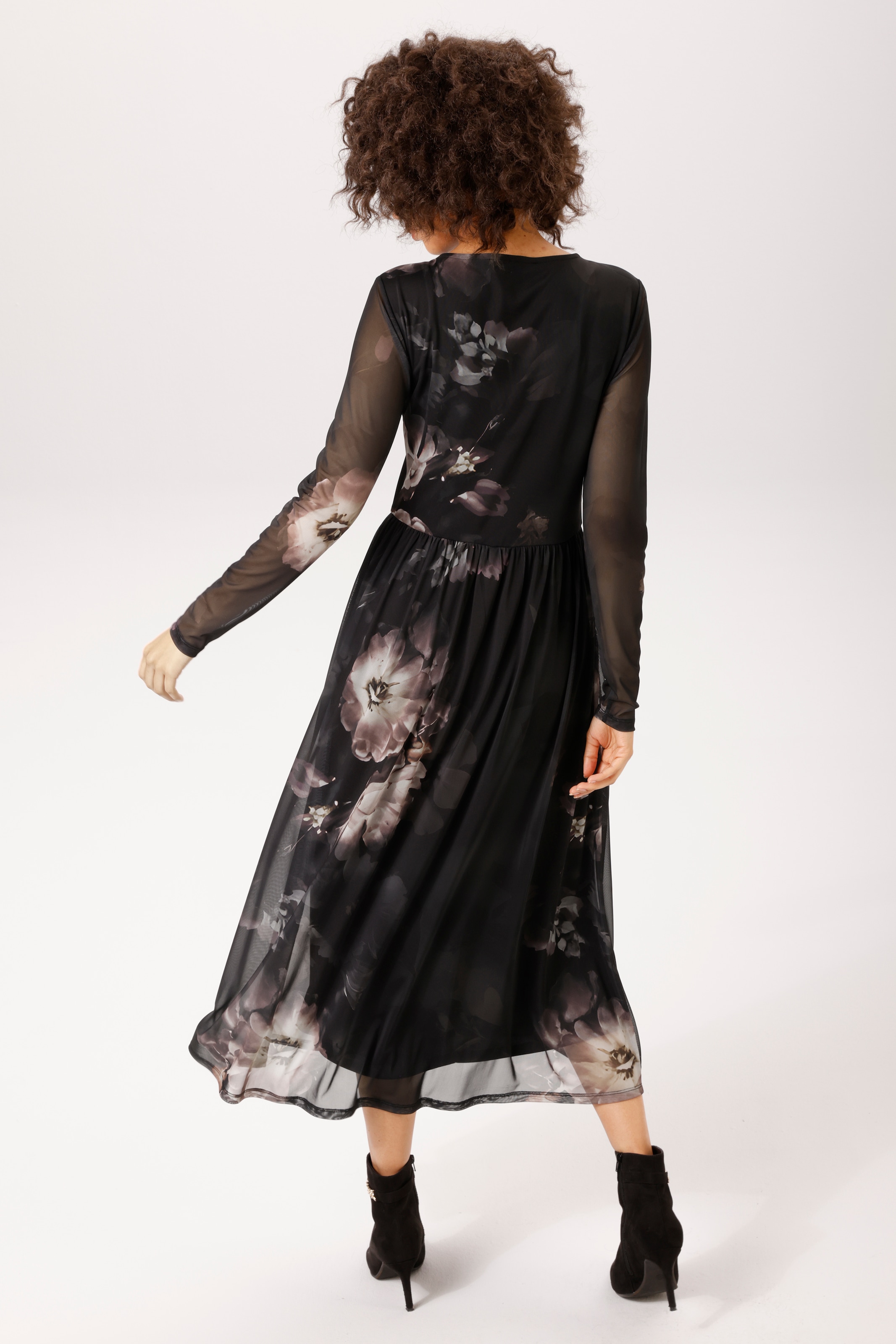 Aniston CASUAL Midikleid mit großflächigen Batik-Blüten bedruckt - NEUE KOLLEKTION