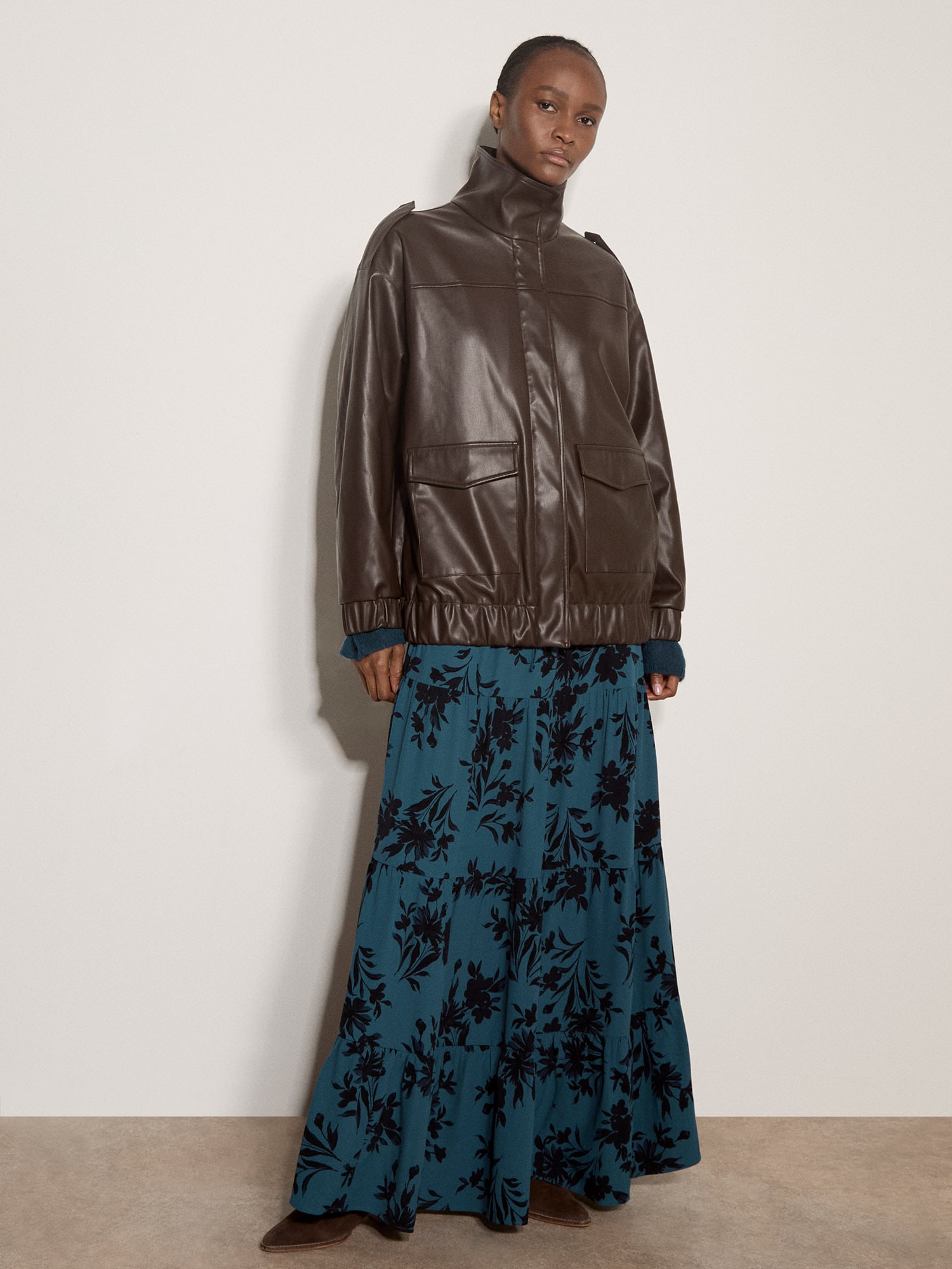Apricot Bomberjacke »Oversized-Lederimitatjacke« Verdeckter Verschluss