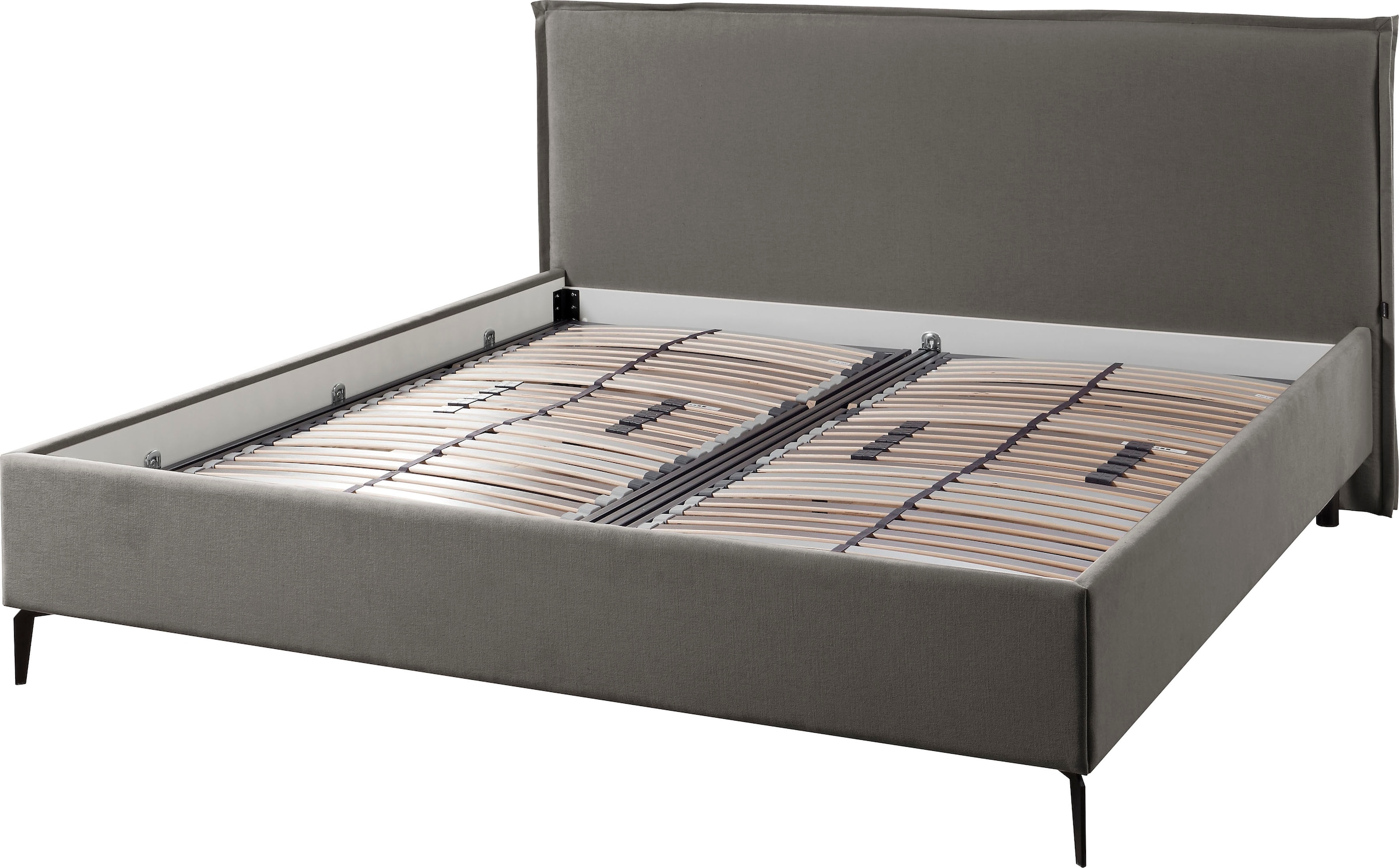 Musterring Polsterbett »Elos« Kopfteil mit doppeltem Stehsaum, Metallfuß in schwarz,  in 4 Größen