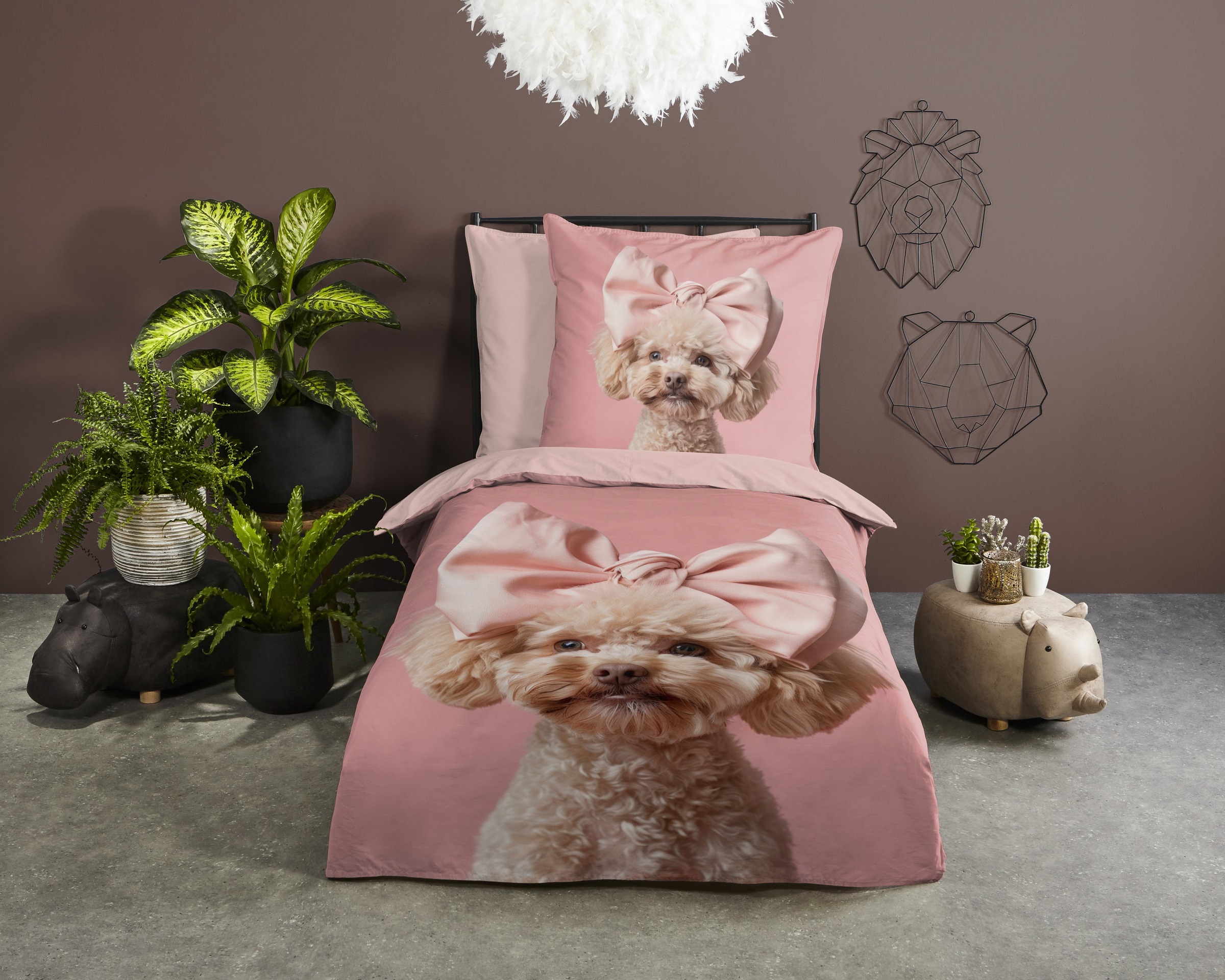 good morning Kinderbettwäsche »Roxy«, Baumwolle, Renforcé, 135x200, Wendeoptik, Kind, Mädchen, Pudel