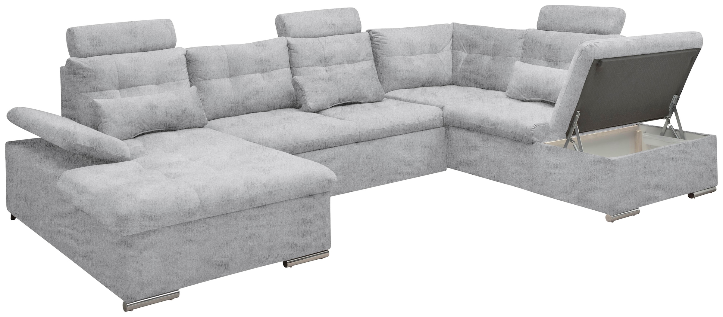 ED EXCITING DESIGN Wohnlandschaft Jakarta, mit Bettfunktion, Bettkasten, Kopfstützen, Nierenkissen
