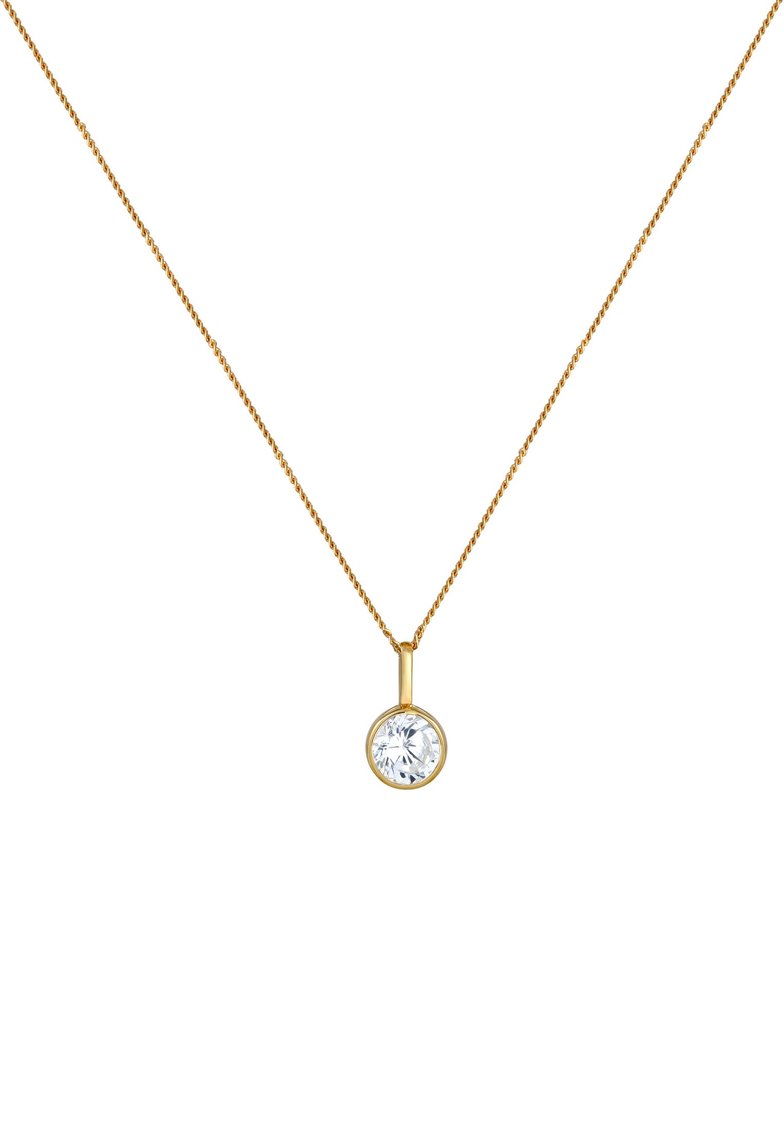 Elli Premium Silberkette »Halskette Solitär Zirkonia 585 Gelbgold«