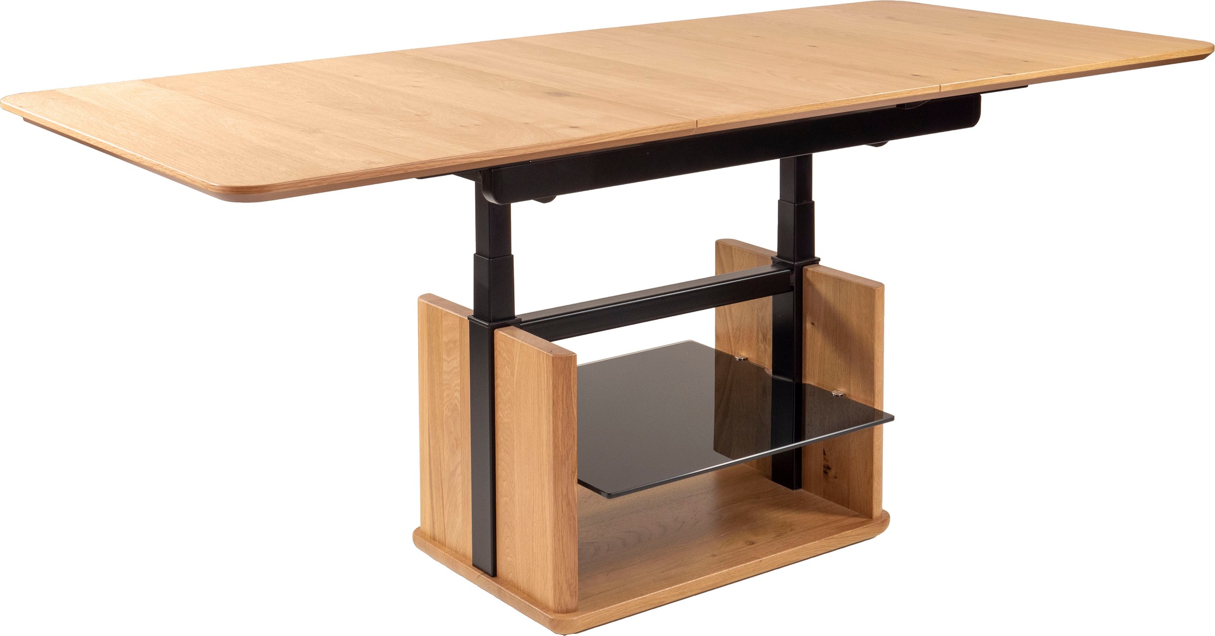 Vierhaus Couchtisch, Platte wildeiche furniert, Ablageboden Glas schwarz
