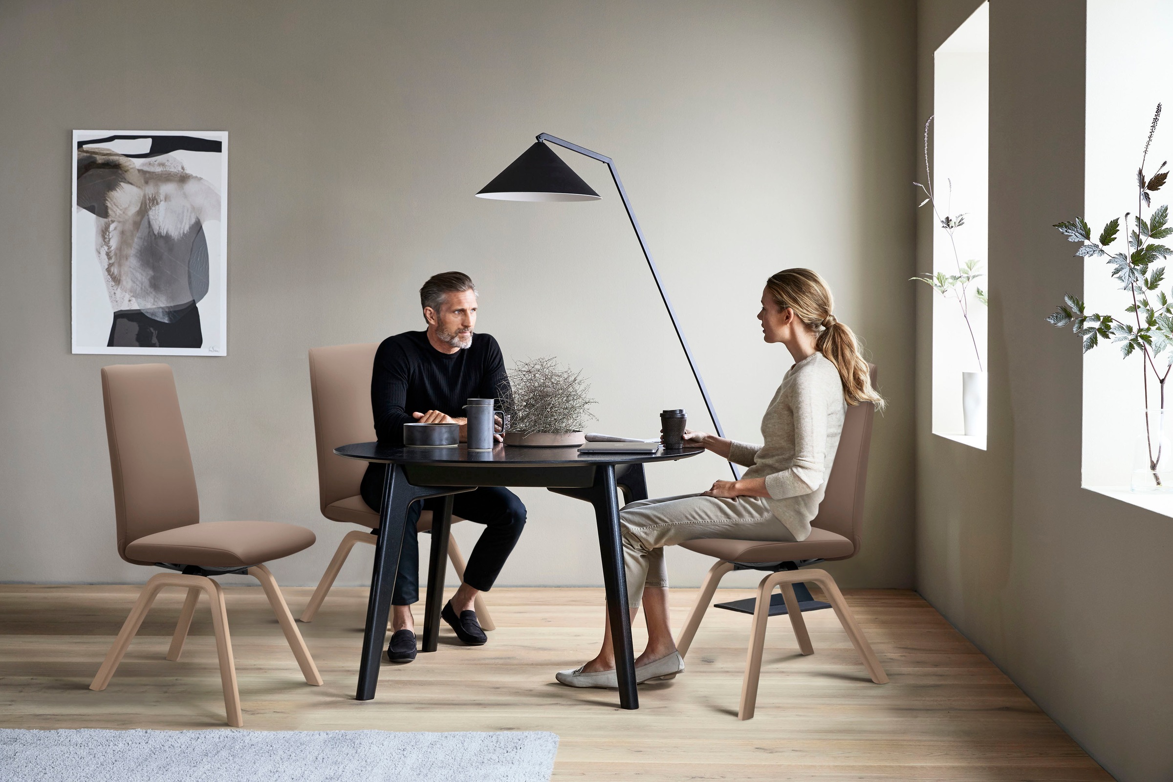 Stressless® Polsterstuhl »Laurel«, Leder BATICK, High Back, Größe L, mit schräggestellten Beinen in Eiche natur