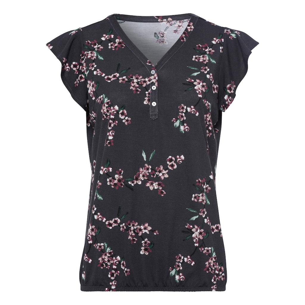 LASCANA Shirttop, (2er-Pack), mit kleinen Flügelärmelchen und floralem Druck
