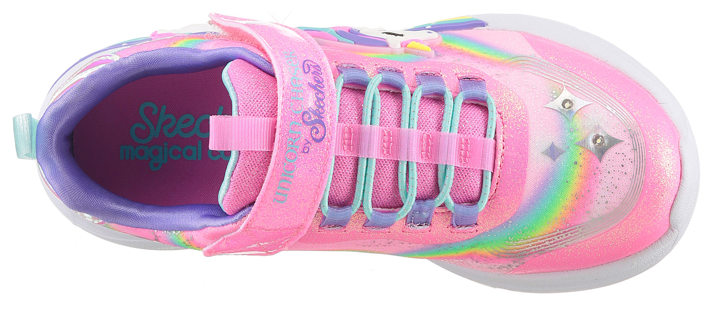 Skechers Kids Sneaker »UNICORN CHASER«, Glitzer,-Blinkschuh zum Schlupfen, Größenschablone zum Download