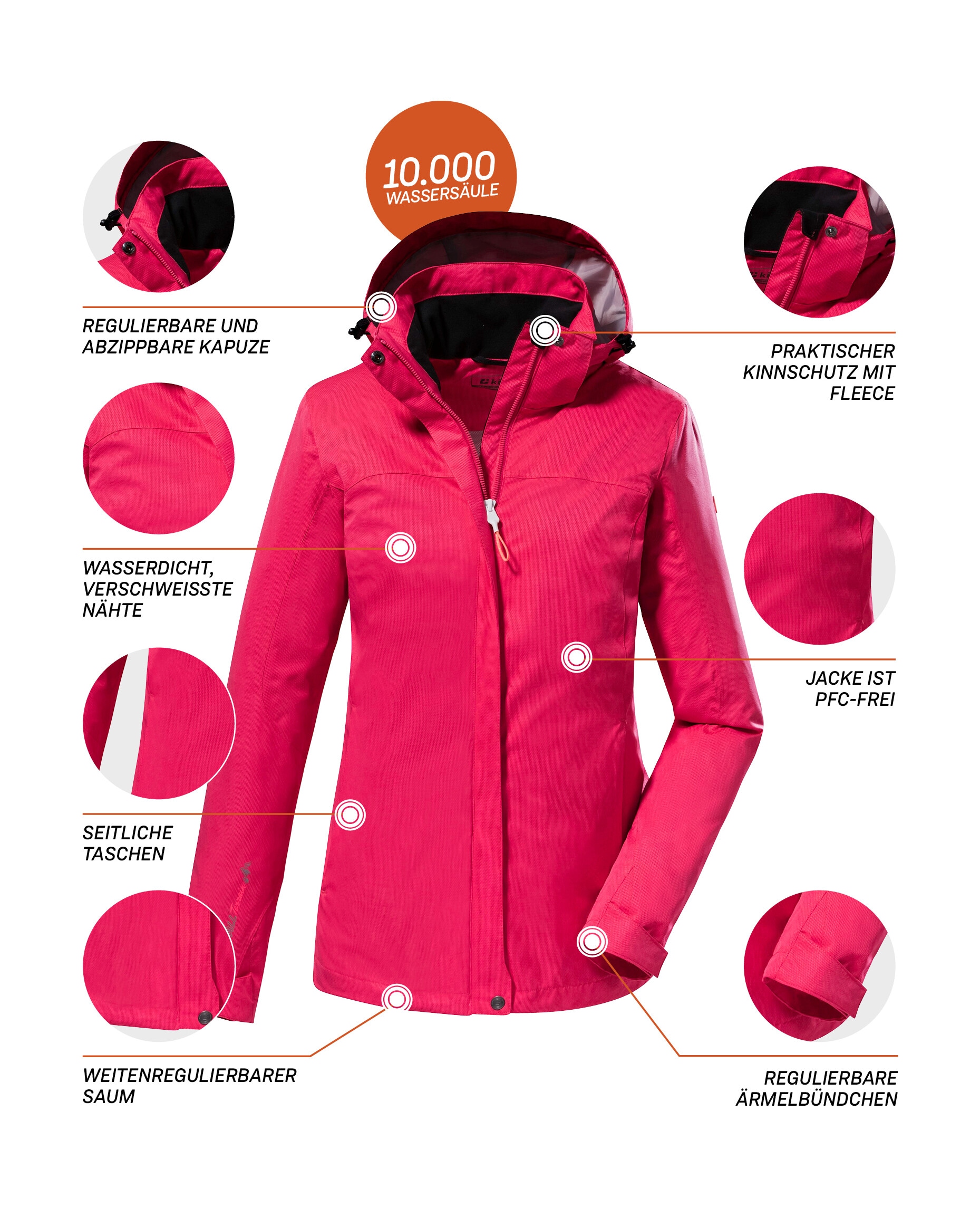 Killtec Outdoorjacke »KOS 133 KG WMN JCKT«, wasserdichte Funktionsjacke in Kurzgröße: verkürzte Ärmel u Rumpf