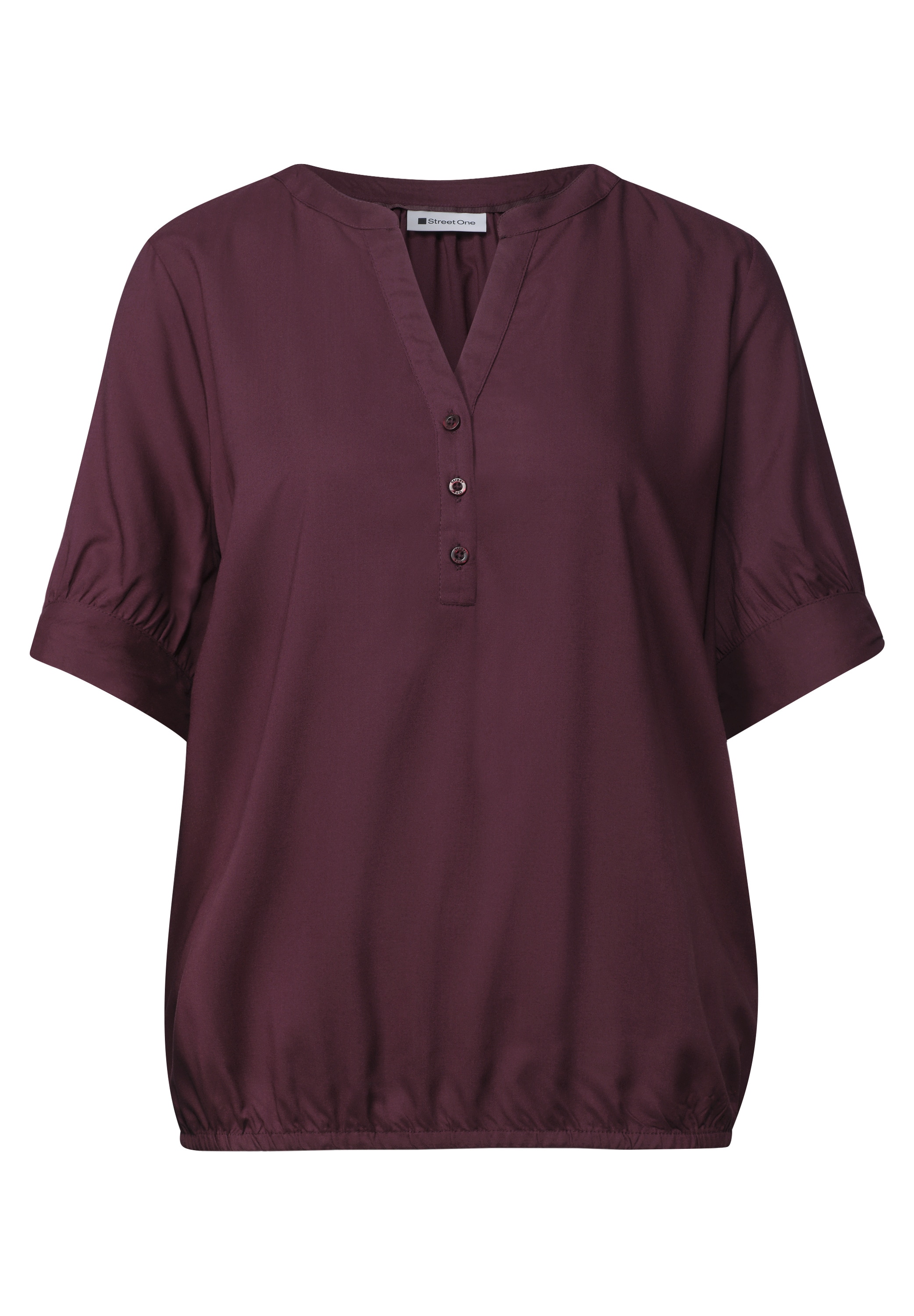 STREET ONE Kurzarmbluse Kurze Sommerbluse mit Splitneck