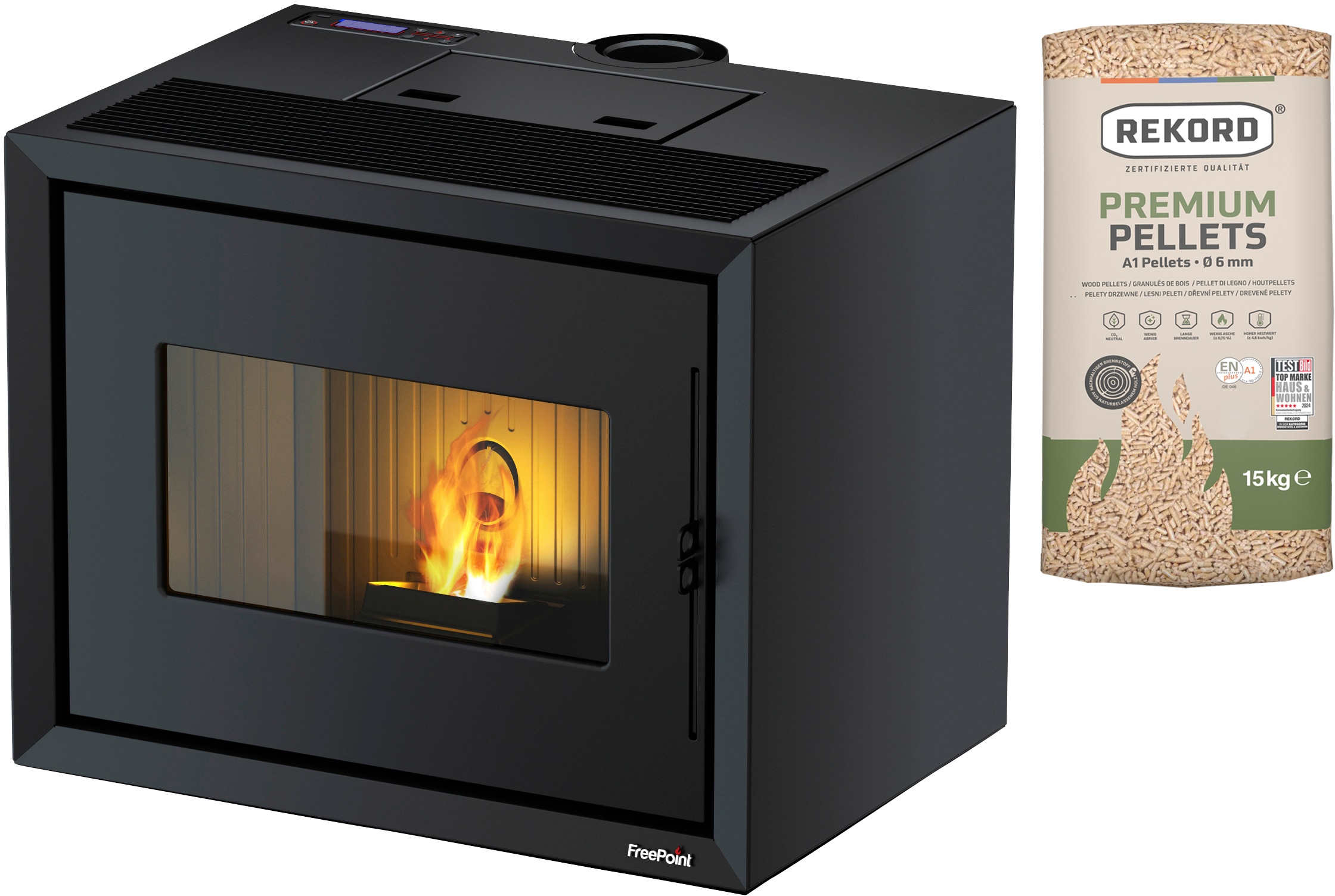 Freepoint Pelletofen »MODO« Stahl, integriertes WiFi Modul in schwarz
