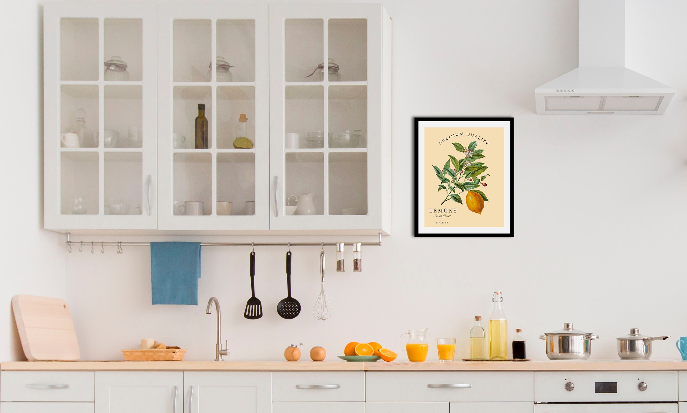 queence Bild »Lemons«, Obst-Obst Bilder-Schriftzug-Figuren-Abstrakt, (1 St.), gerahmt