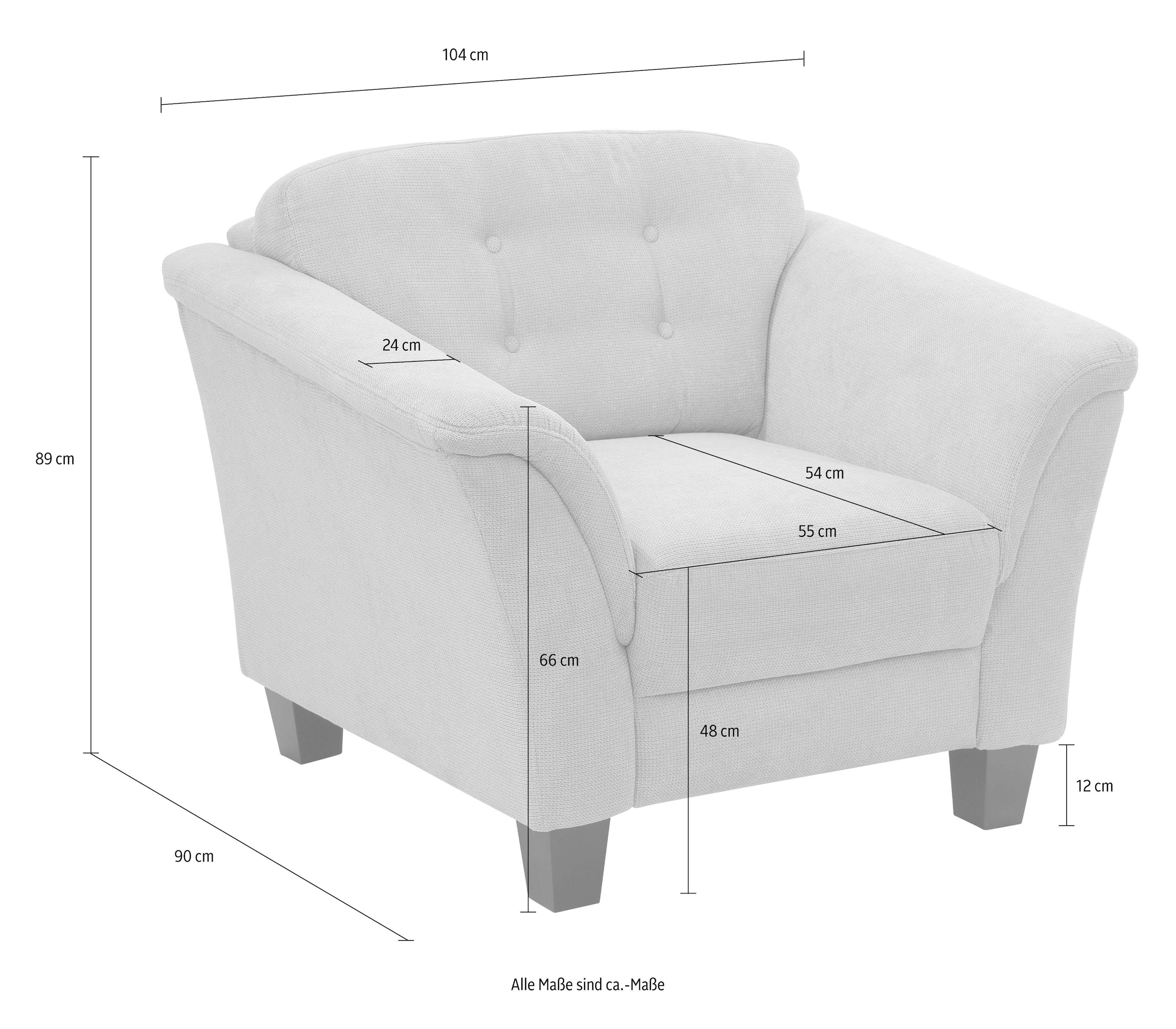 Home affaire Sessel »Trondheim« mit Federkern, Knopfheftung im Rücken, Füße Buche