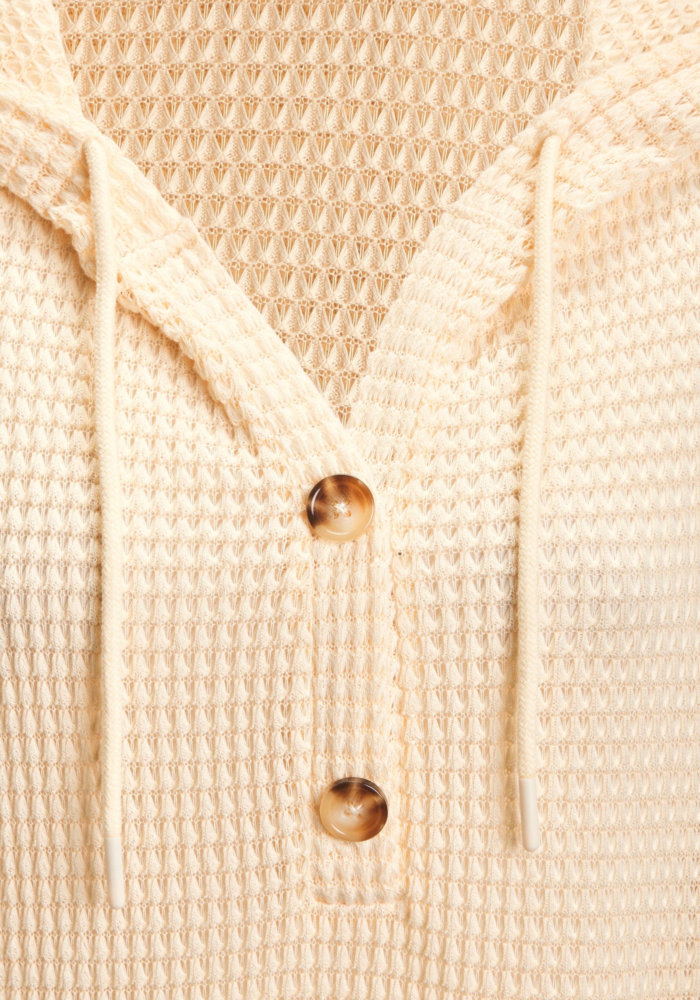 LASCANA Kapuzenshirt »aus sommerlichem Waffelstrick« Sommerhoody mit Knopfleiste