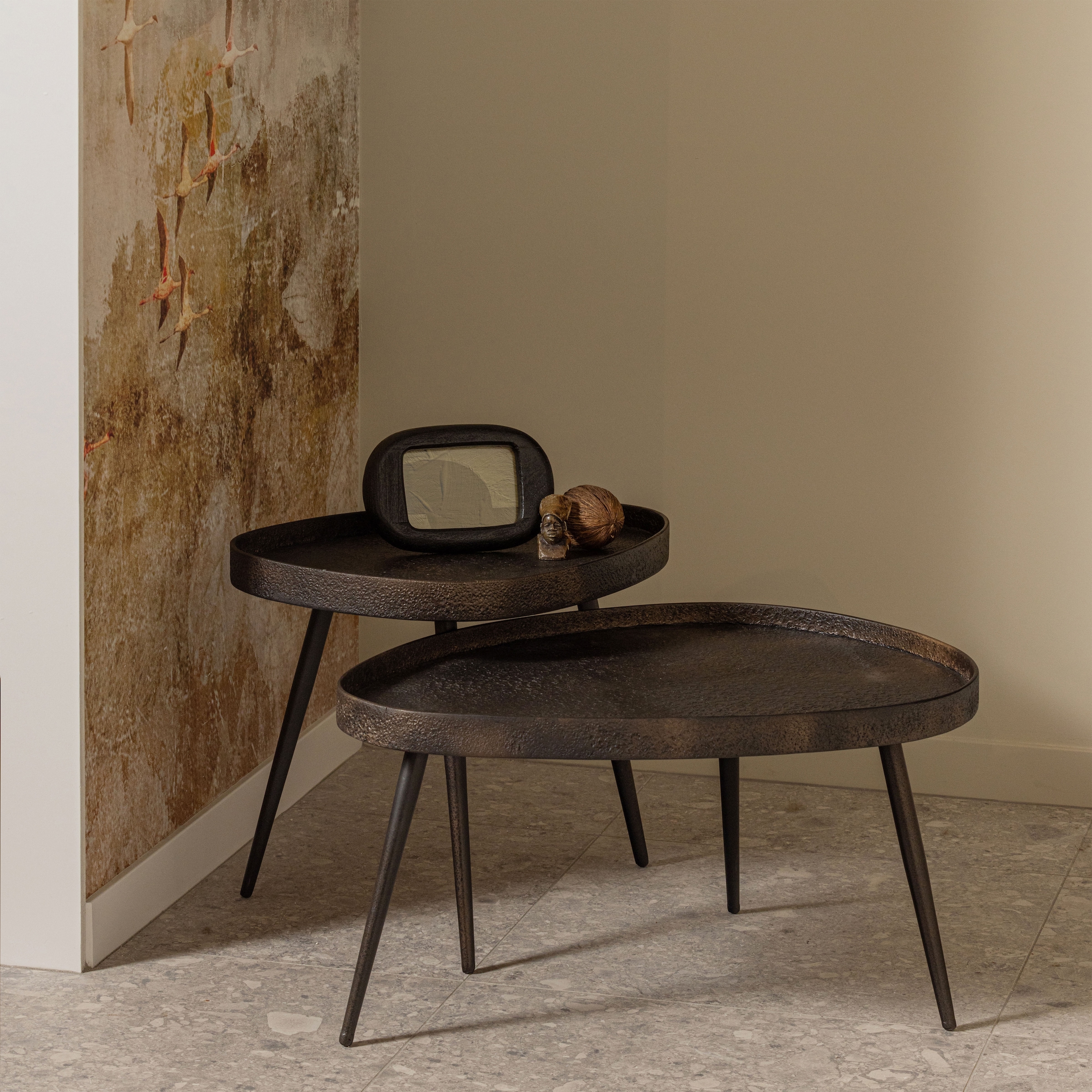 WOOOD Beistelltisch »Crude mit Multiplex-Zinkbeschichtung und Metallbeinen 71 x 52 x 39 cm« Set, 2 Stk. tlg. 2er-Set, unterschiedliche Größen im Set, Tragkraft je 15 kg