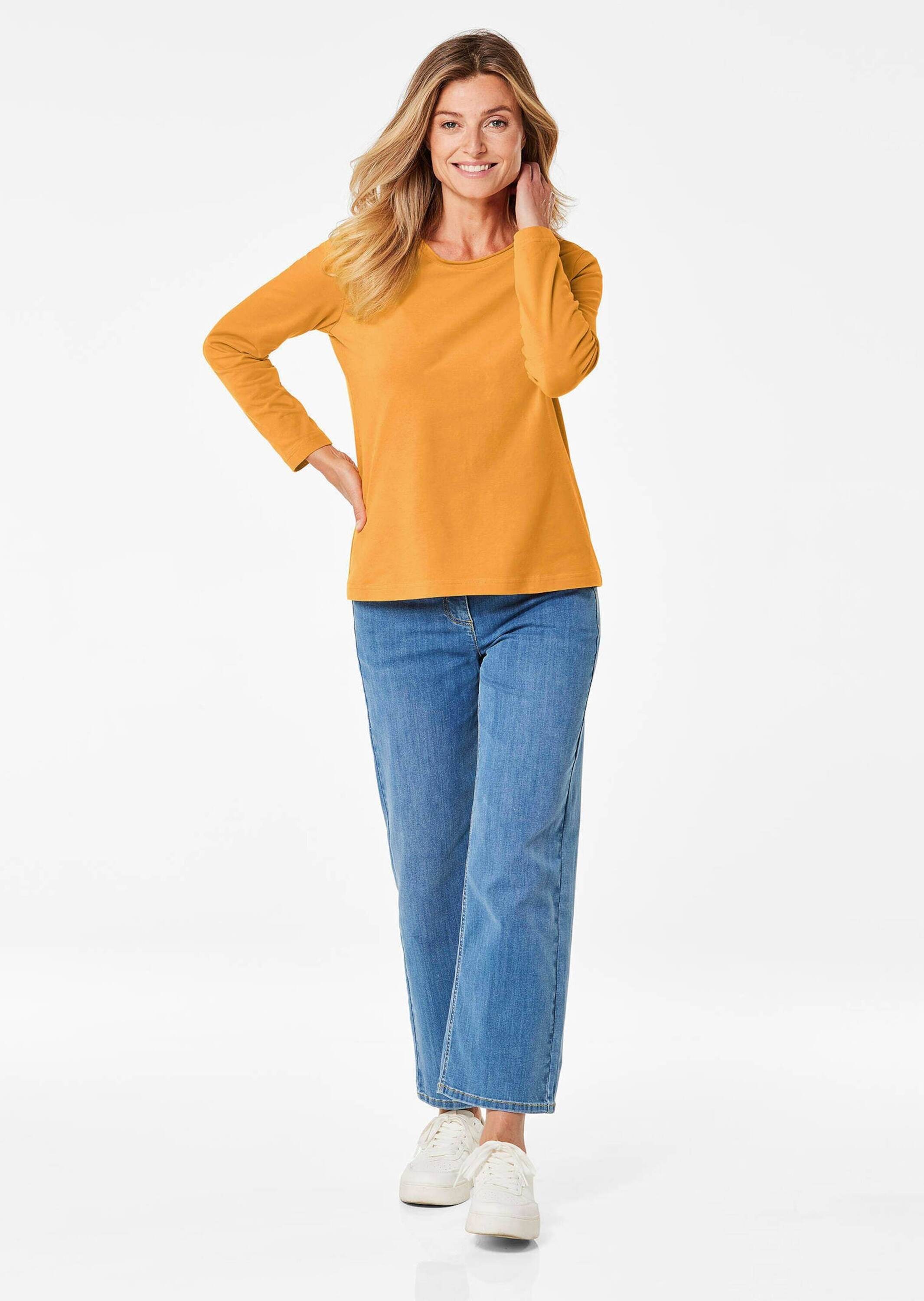 GOLDNER Longpullover »Kurzgröße T-Shirt mit Rundhals«