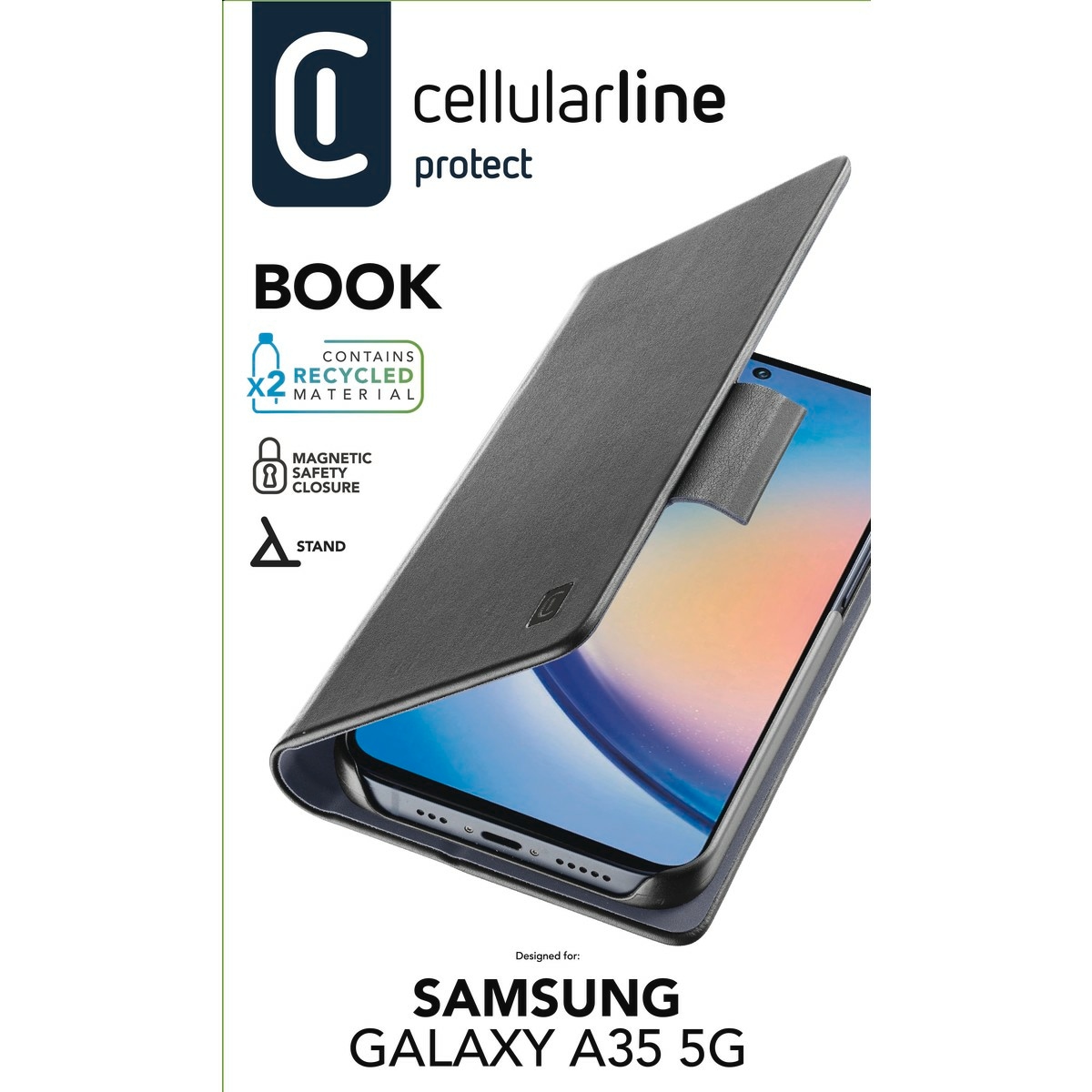 Cellularline Handyhülle »Book Case für Samsung Galaxy A35 5G«, Bookcover, Schutzhülle, Handyschutzhülle, Case, Schutzcase, stoßfest