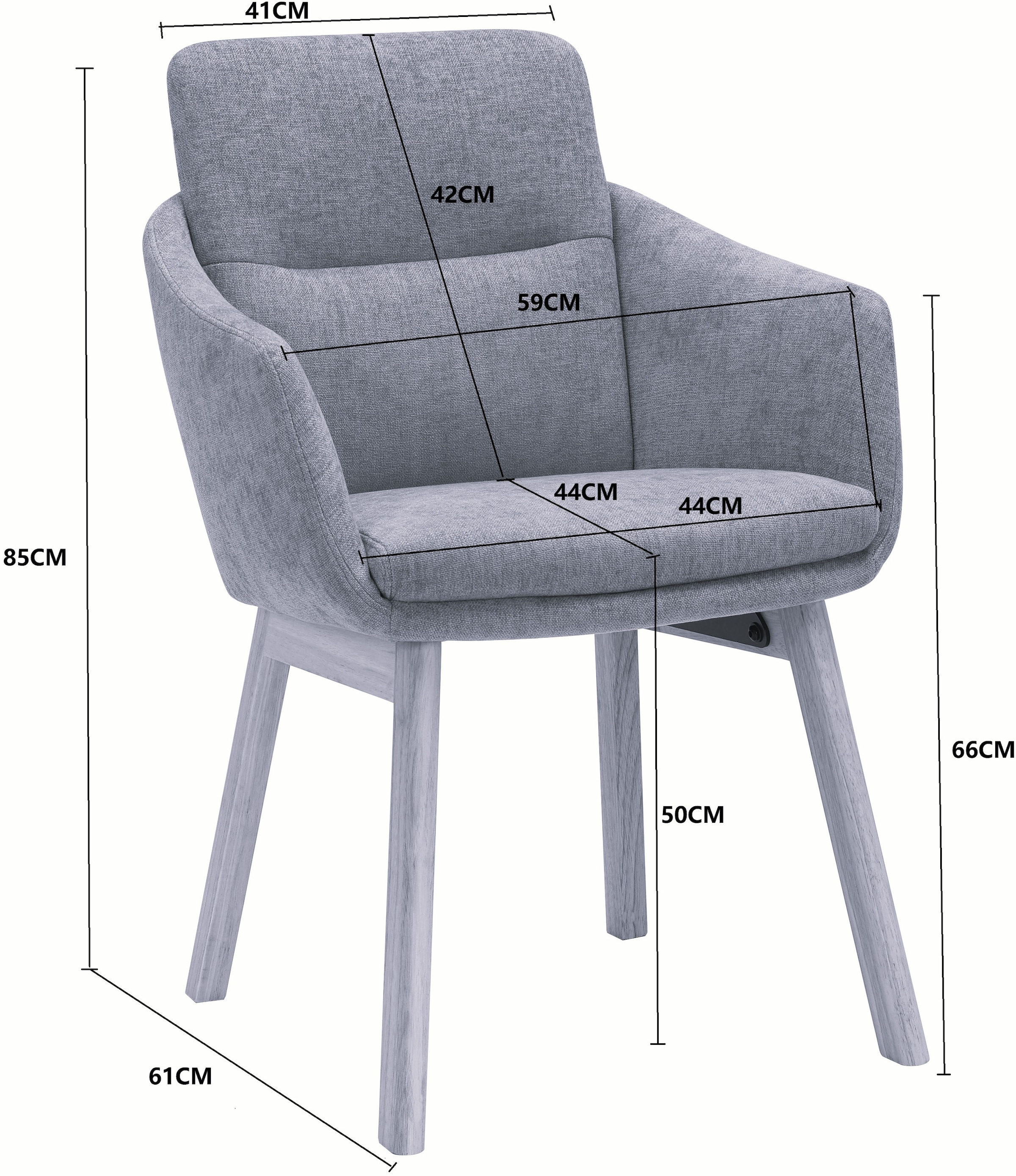 OTTO home Esszimmerstuhl »Hadelin« () 1 Stk.pflegeleichter Webstoff, massives Echtholzgestell, Sitzhöhe ca. 50 cm